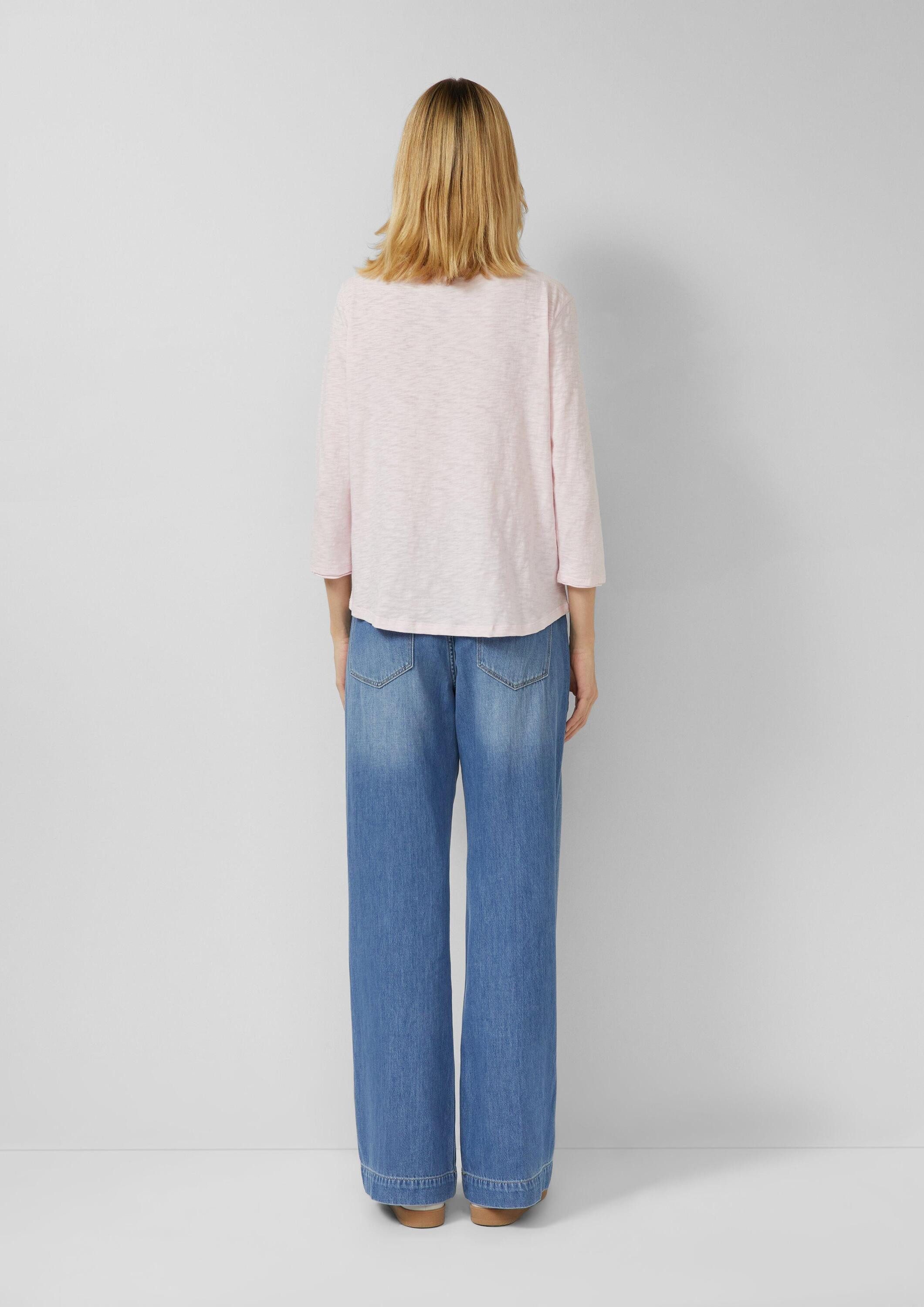 s.Oliver 3/4-Arm-Shirt T-Shirt Shirt mit Flammgarnstruktur und 3/4-Ärmeln