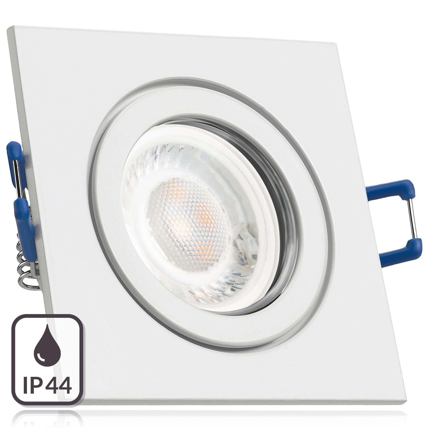 LEDANDO LED Einbaustrahler IP44 LED Einbaustrahler Set extra flach in weiß mit 5W Leuchtmittel vo