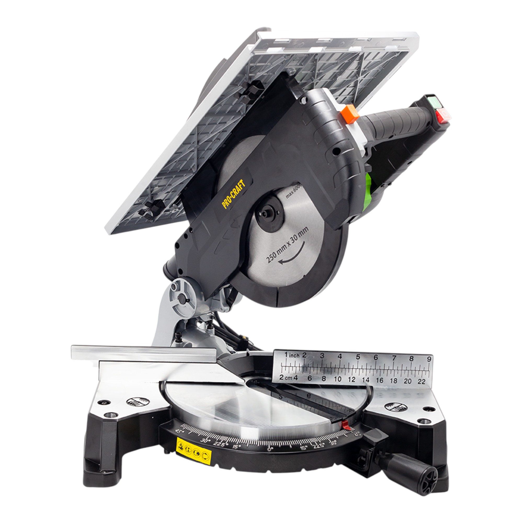 PRO CRAFT Kapp- und Gehrungssäge Procraft CMS25 Kapp- und Tischsäge 1800 Watt 250 mm + Sägeblatt