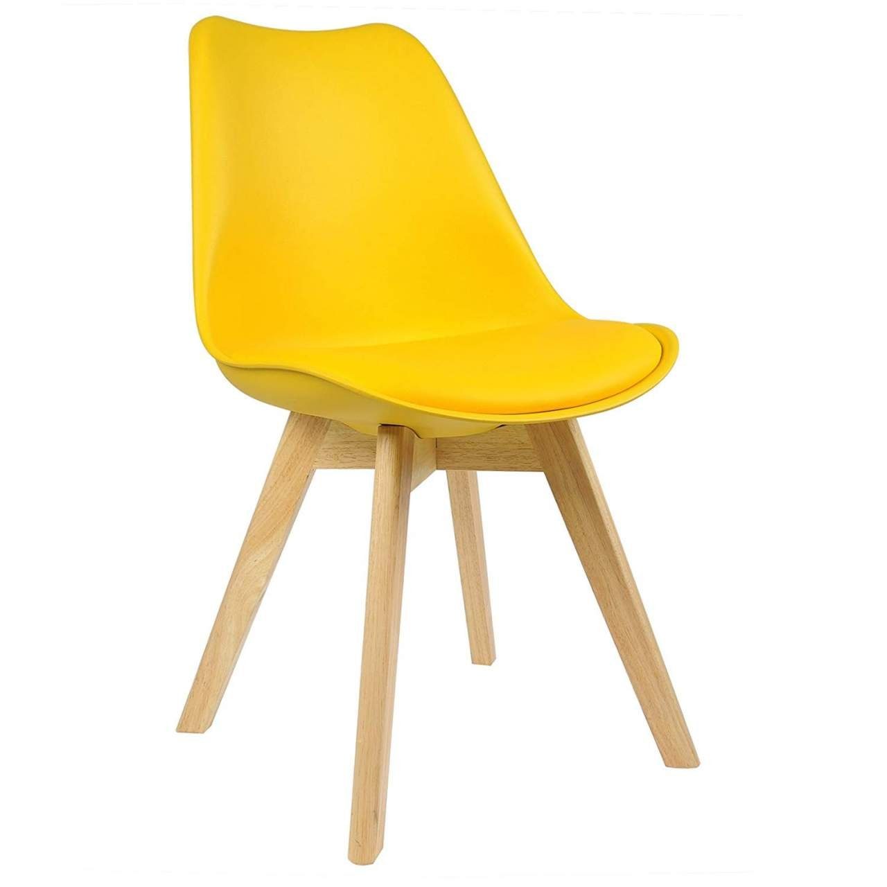Woltu Sitzfläche gelb Polsterstuhl St), (2 Esszimmerstuhl Kunstleder aus Holzbeine