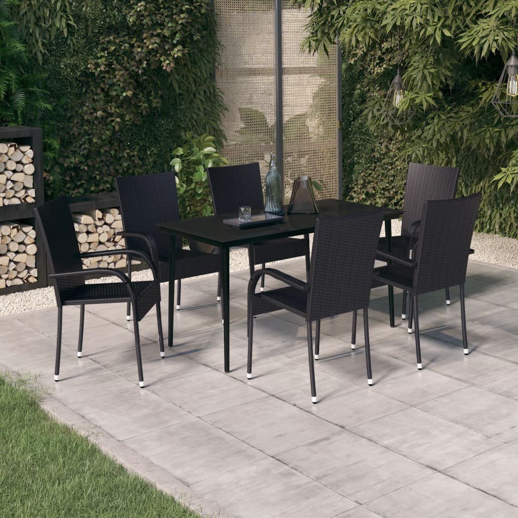 vidaXL GartenEssgruppe »7tlg. GartenEssgruppe Schwarz«, (7tlg
