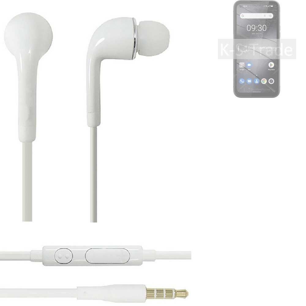 K-S-Trade für Gigaset GX6 In-Ear-Kopfhörer (Kopfhörer Headset mit Mikrofon u Lautstärkeregler weiß 3,5mm)