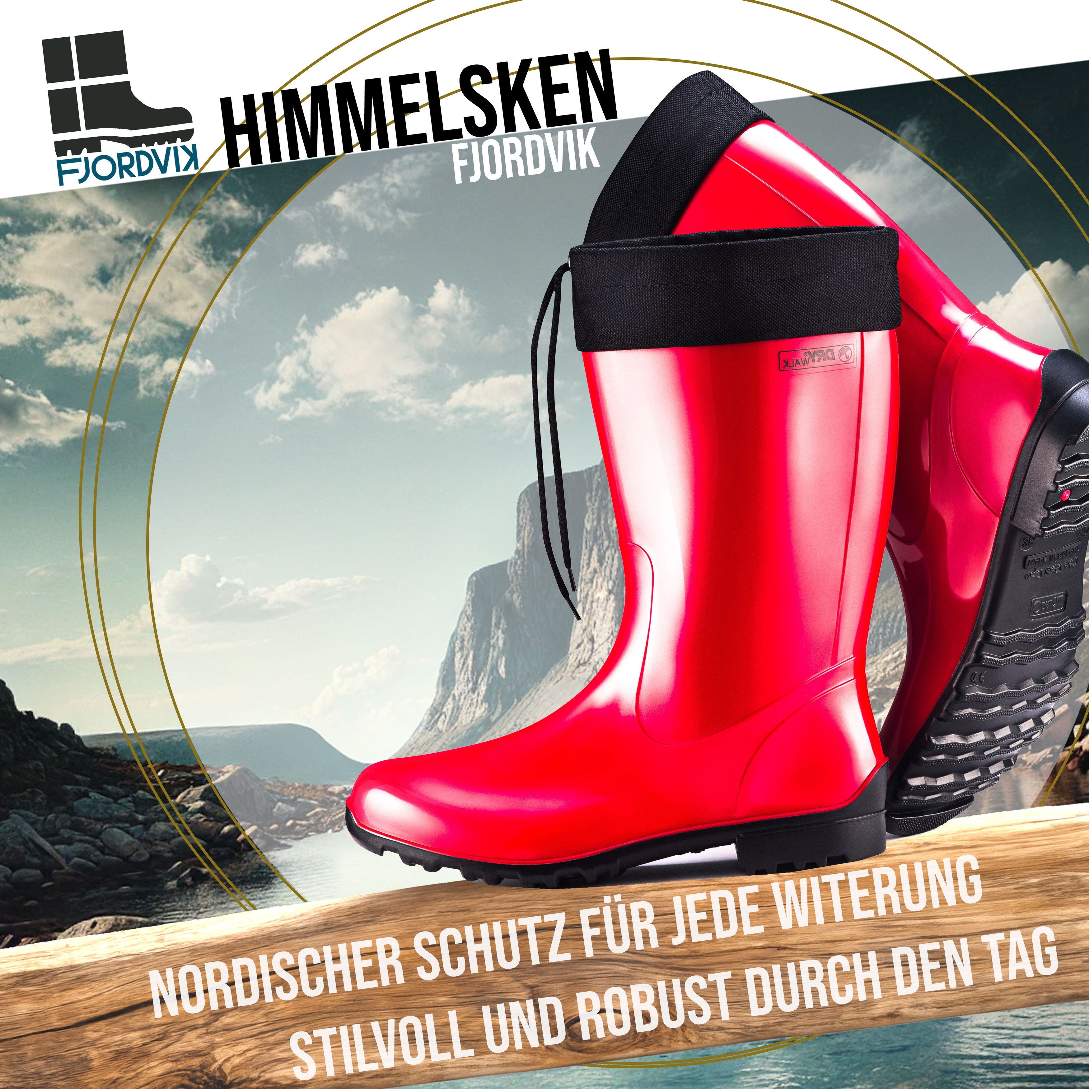 Fjordvik Himmelsken Regenstiefel SCF-Glanzdesign 40 Rot Gummistiefel Perfekt für die Stadt Spaziergänge Gassigehen – Bild 2 von 5