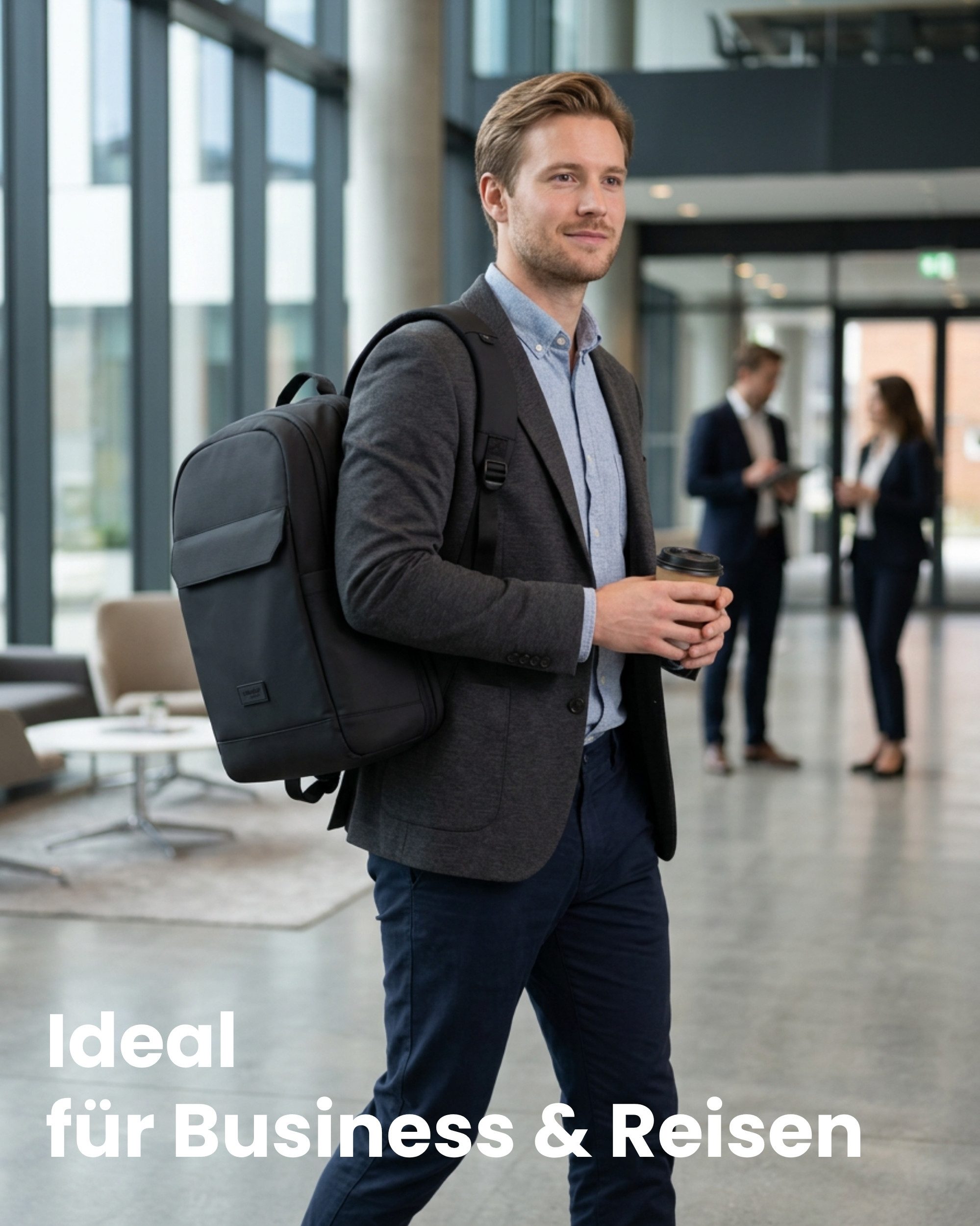 LARKSON Rucksack Bjarne Small Business Arbeitsrucksack für Herren, Handgepäck mit 16“ Laptopfach & Anti-Diebstahl-Loops