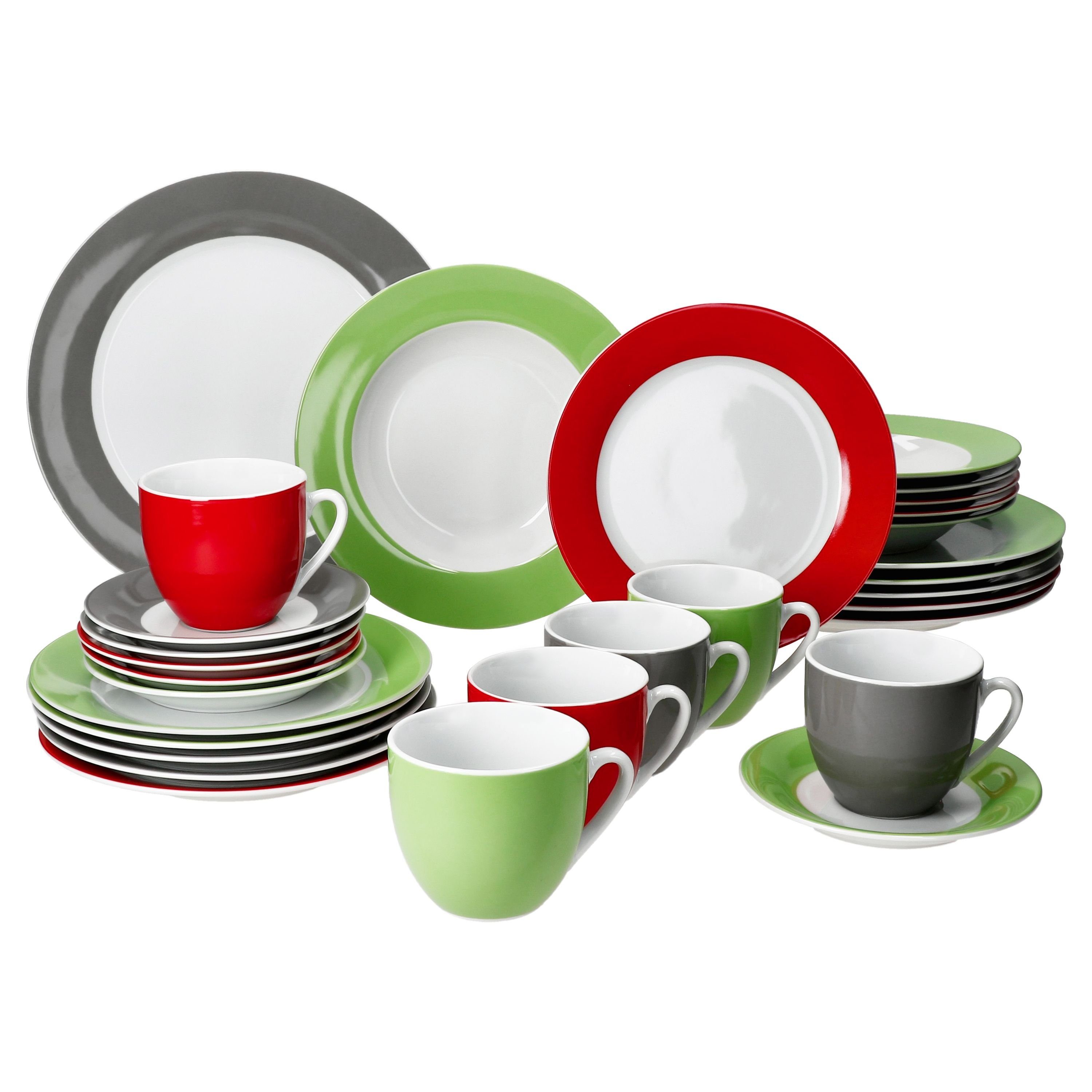 MamboCat Kombiservice 30tlg Kombiservice Variant Trio Porzellan 6 Personen, Porzellan