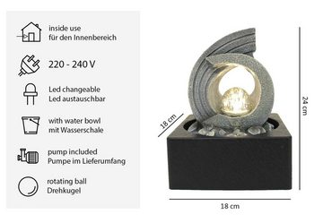 Kiom Zimmerbrunnen Tischbrunnen FoArchi antik grau Led 24 cm, 18 cm Breite
