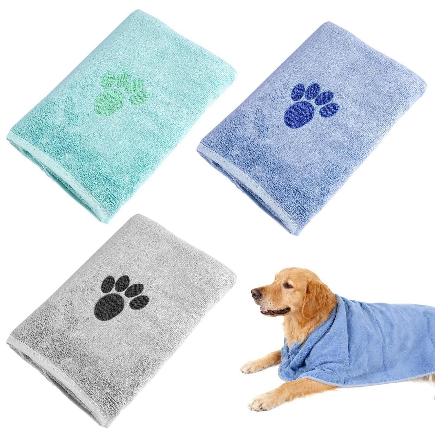 LuxusKollektion Hundehandtuch Hundehandtuch Mikrofaser 3er Set 75x35cm, (3-St)