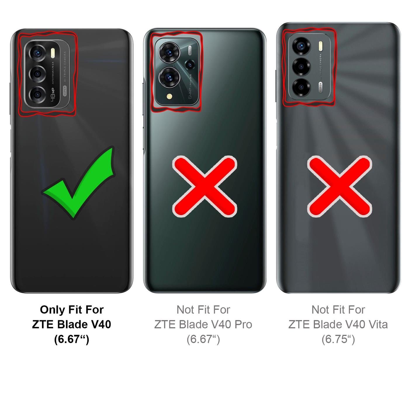 CoolGadget Handyhülle Book Case Handy Tasche für ZTE Blade V40 6,67 Zoll, Hülle Klapphülle Flip Cover für ZTE Blade V40 Schutzhülle stoßfest