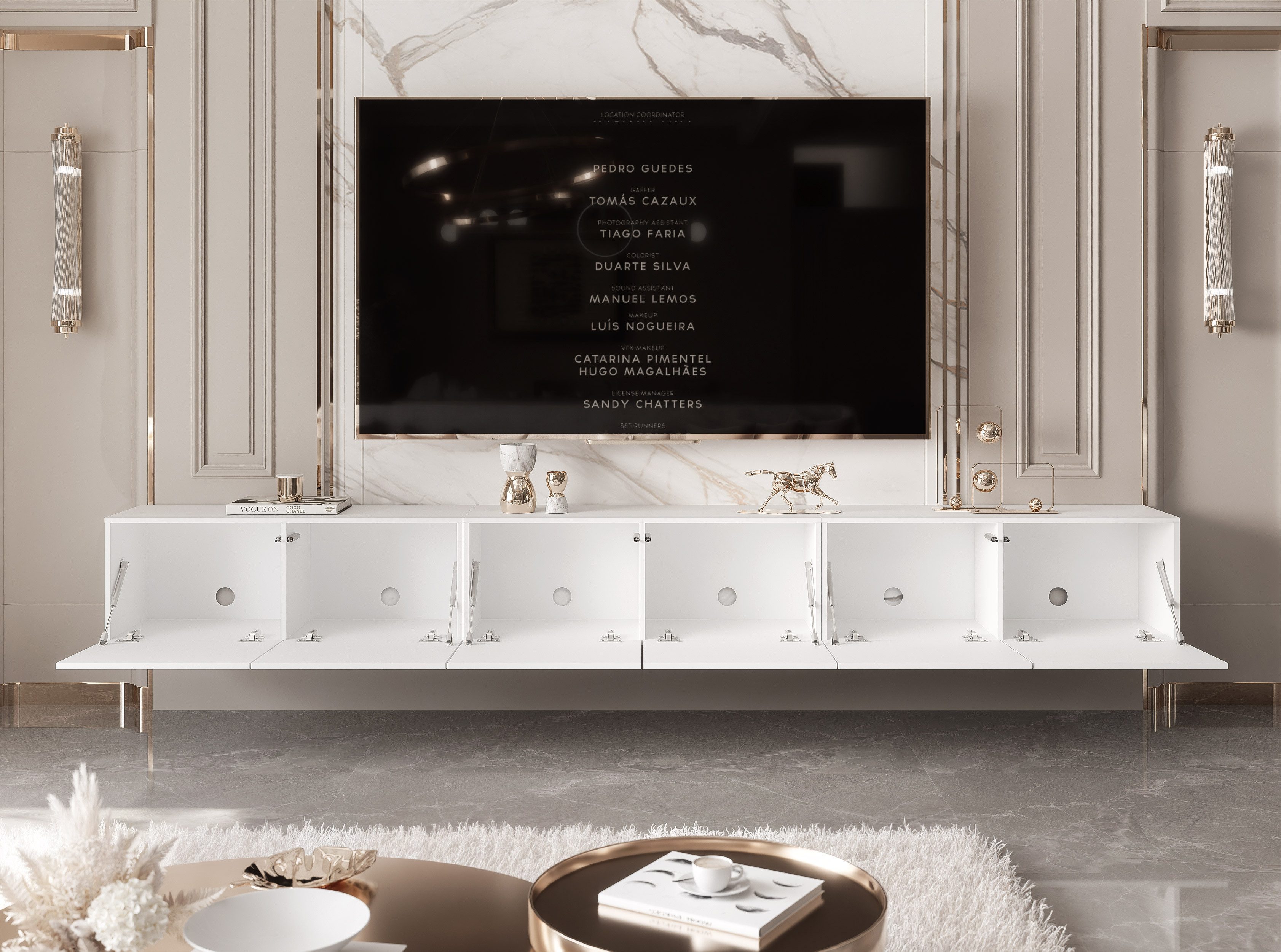 yourhouse24 Lowboard TV ANGEL 300 mit LED-Beleuchtung – Griffloses Design – Bild 5 von 5