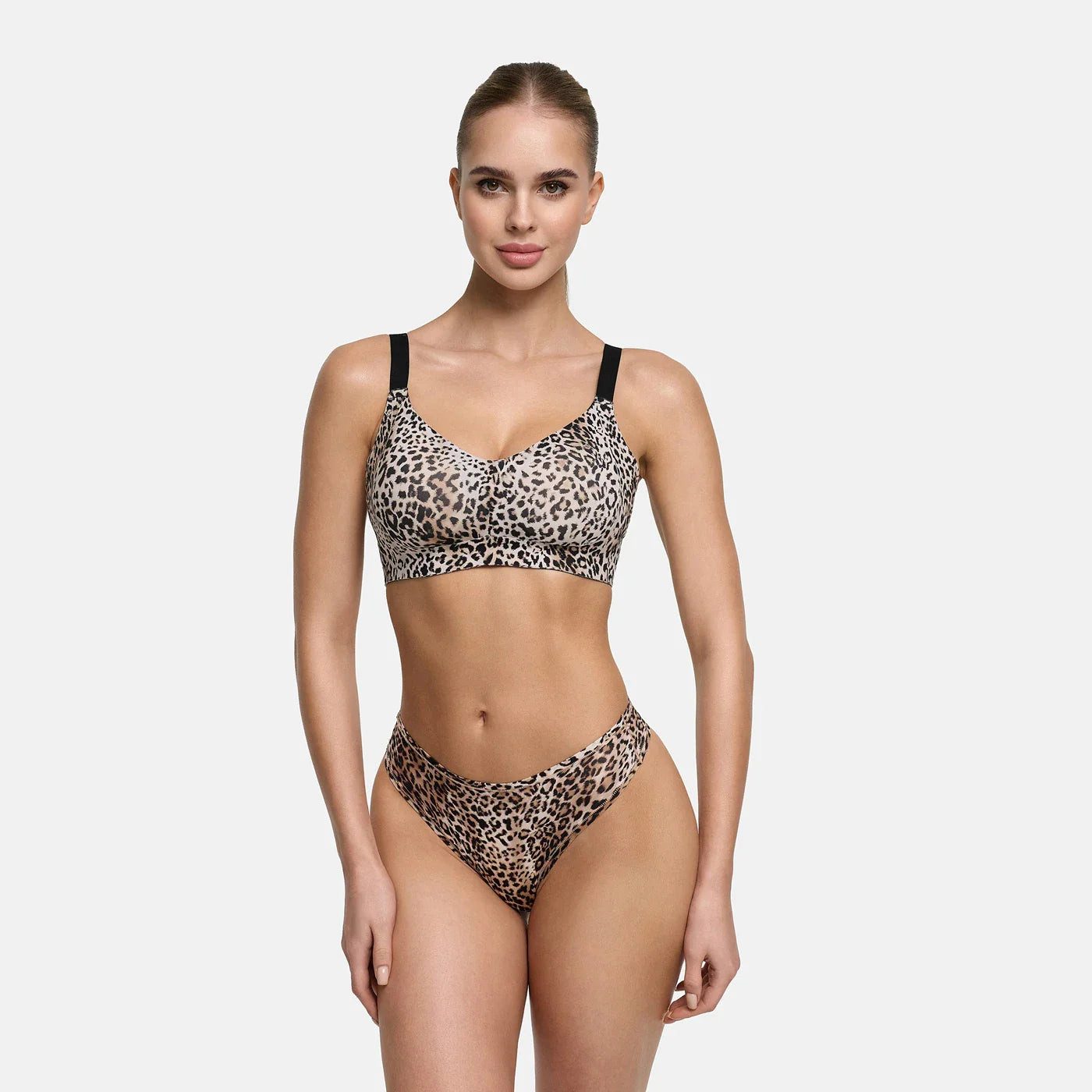 cfab (creamy fabrics) Bügelloser BH Seamless Compact Push-Up BH-Leopard-XS (1-tlg)