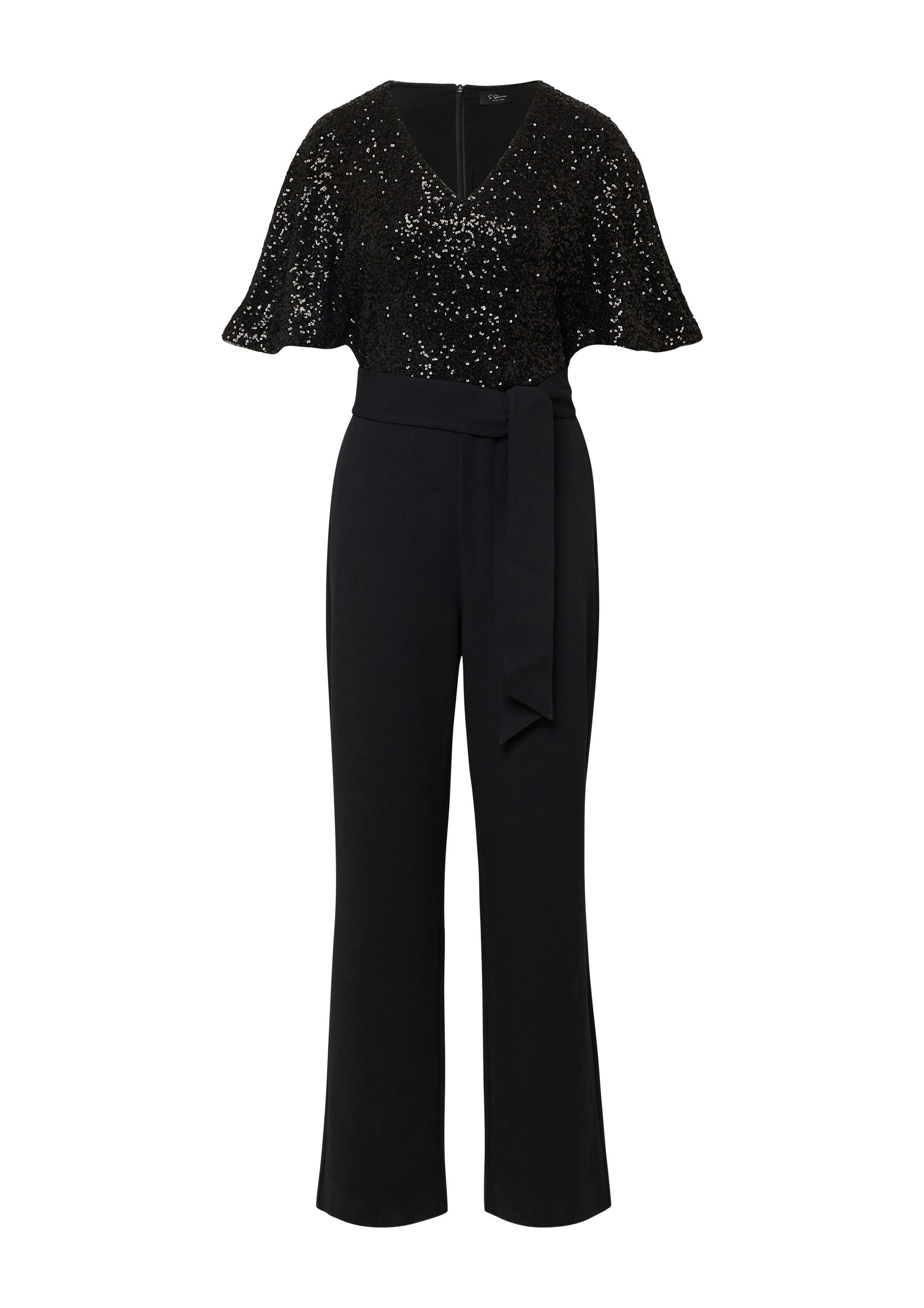 s.Oliver Jumpsuit Overall Festlicher Overall mit Pailletten und Bindegürtel