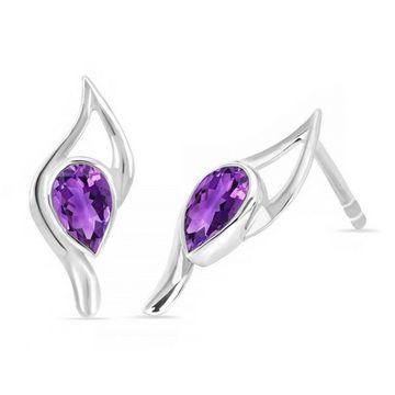 Goldene Hufeisen Paar Ohrstecker Damen echter Amethyst Ohrstecker 925 Sterlingsilber mit Edelsteine, Edelsteinschmuck für Damen