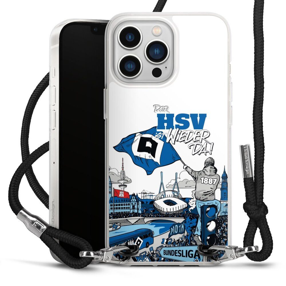 DeinDesign Handyhülle Hamburger SV Offizielles Lizenzprodukt Aufstieg, Apple iPhone 13 Pro Handykette Hülle mit Band Case zum Umhängen