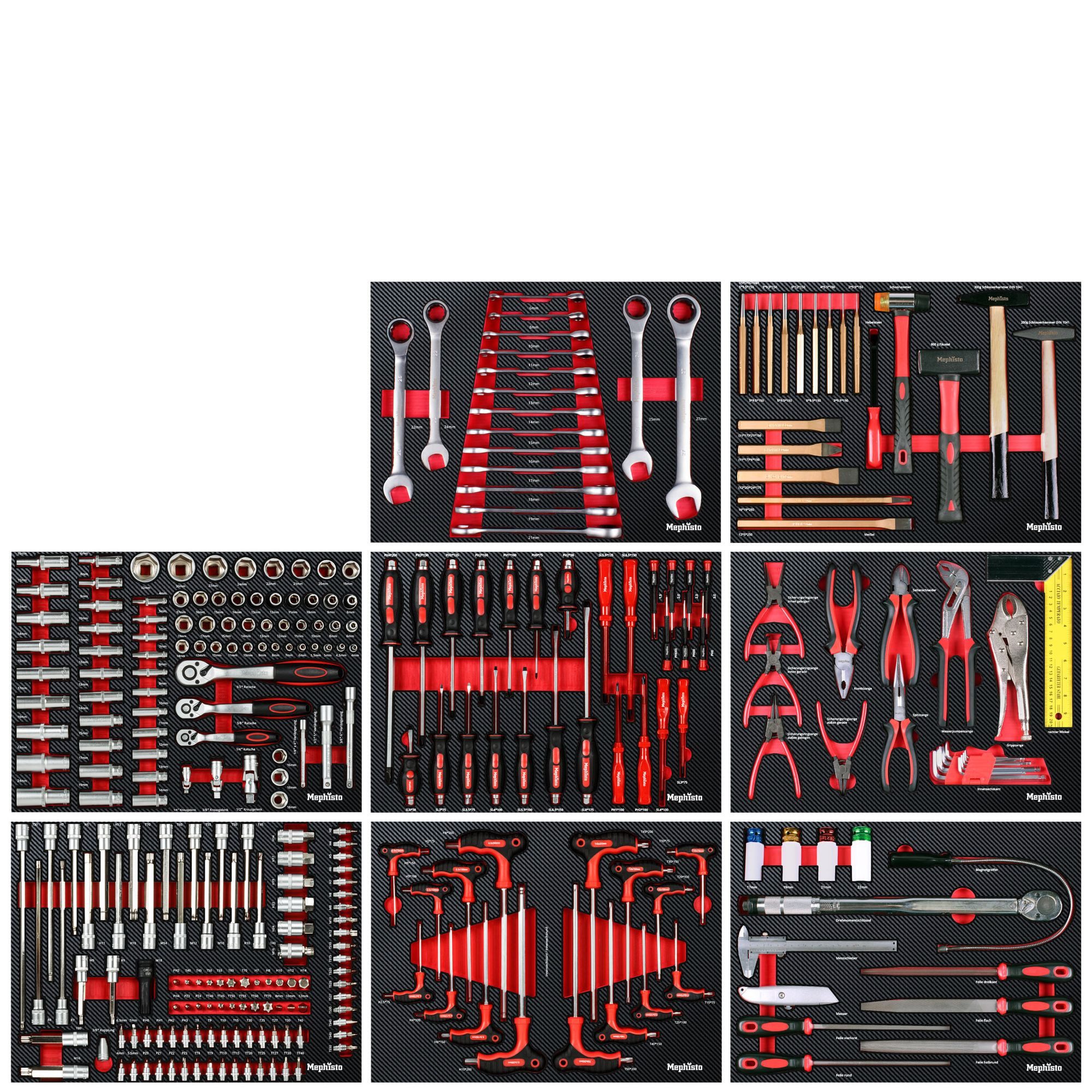 Mephisto-Tools Werkzeugset, (Set), metrisch, inkl. Soft Inlay in Carbon-Optik passend zu WZW 71012