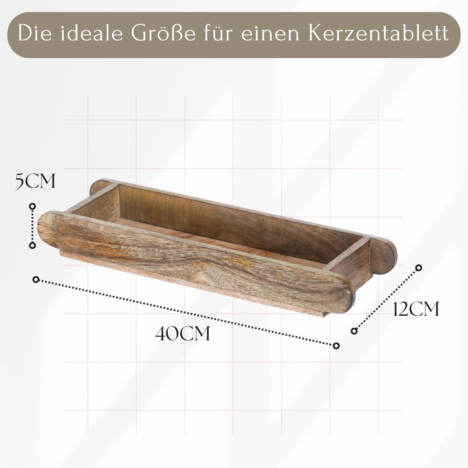 Marrakesch Orient & Mediterran Interior Dekotablett Vintage Serviertablett Ralio handgefertigt aus Holz in Natur 40 cm (1 St), Handarbeit