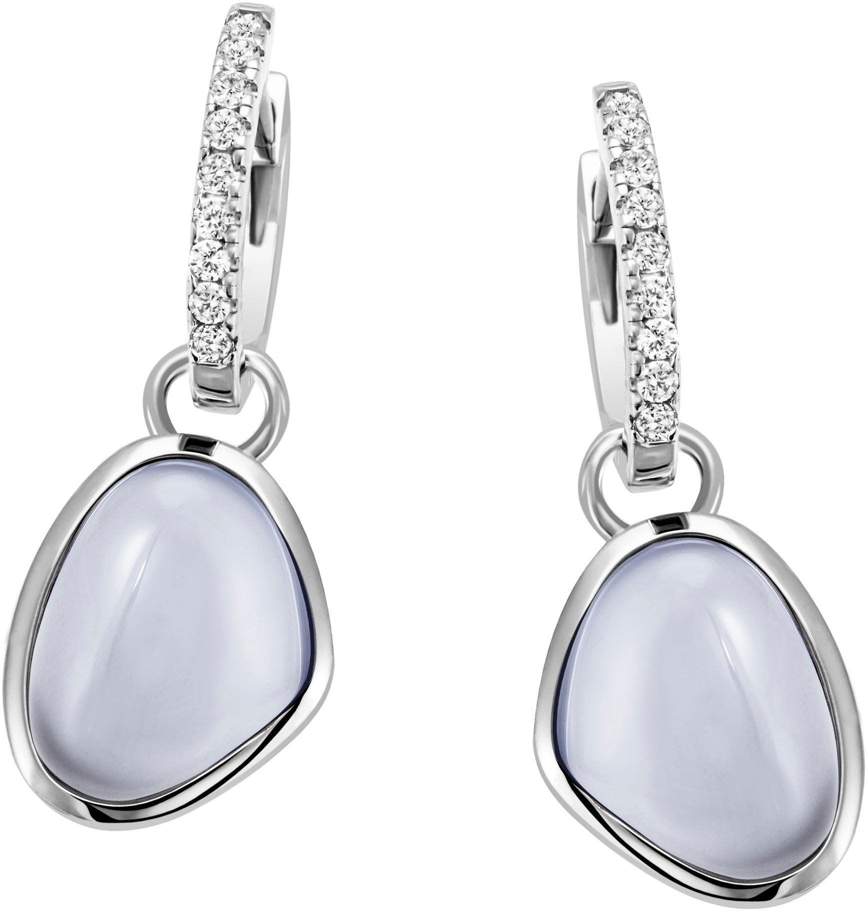 Firetti Paar Серьги-кольца Schmuck Geschenk Silber 925 Ohrschmuck Серьги, mit Chalcedon oder Rosenquarz, Zirkonia (synth) - Einhänger abnehmbar