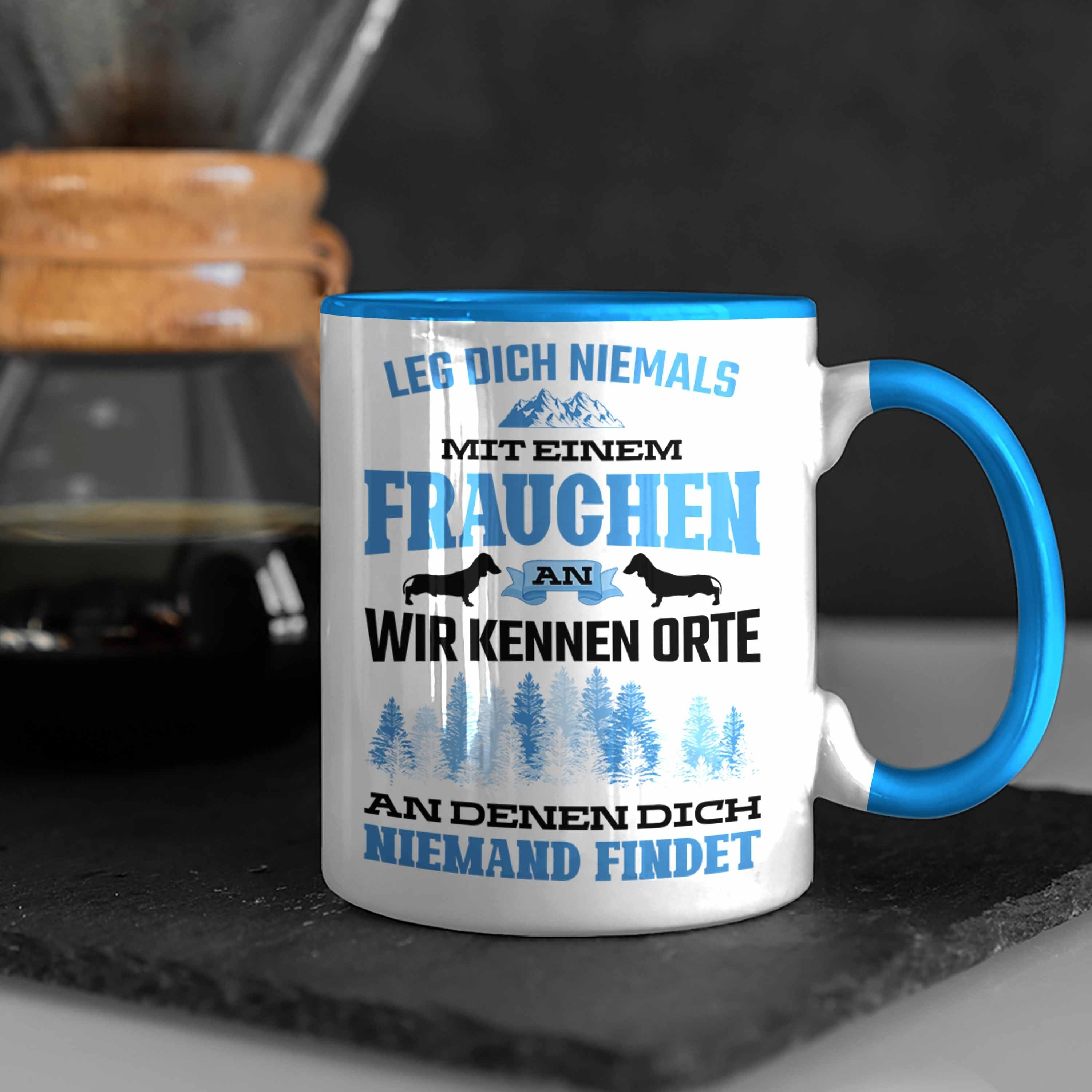 Hund Trendation Tasse Lustig Trendation Frauchen Blau - Geschenk Hundebesitzerin Spruch Geschenke Tasse