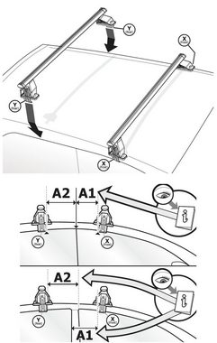 VDP Dachbox, (Für Ihren Volkswagen T-Cross (1C) (5 Türer) ab 18, Dachbox und Dachträger im Set), Dachbox VDPBA320 320Ltr carbonlook abschließbar + Stahl Dachträger Menabo Tema kompatibel mit Volkswagen T-Cross (1C) (5 Türer) ab 18