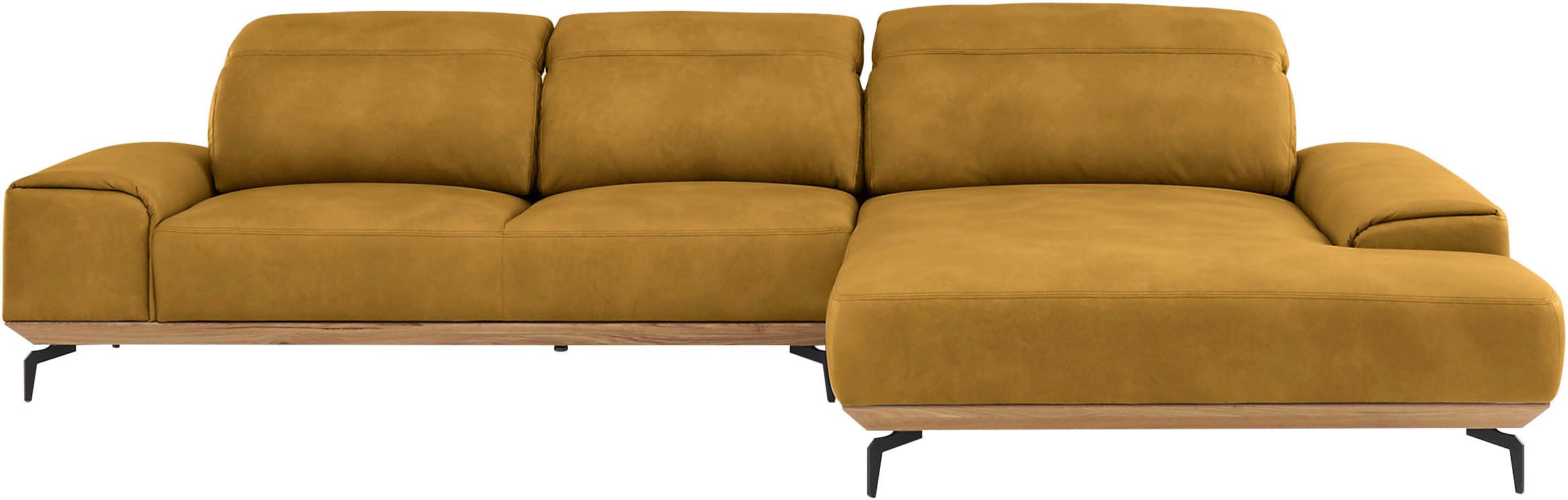 Musterring Wohnlandschaft MR 2490 Ecksofa mit erstklassigem Sitzkomfort, Long-Life-Leder, Fuß Schwarz, Sitzhöhe 46cm, wahlweise mit Funktionen, Maße 342x207 cm
