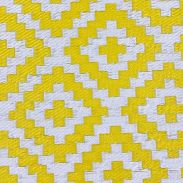 Outdoorteppich Wasserfester Ethno-Outdoor-Teppich in gelb weiß, Carpetia, rechteckig