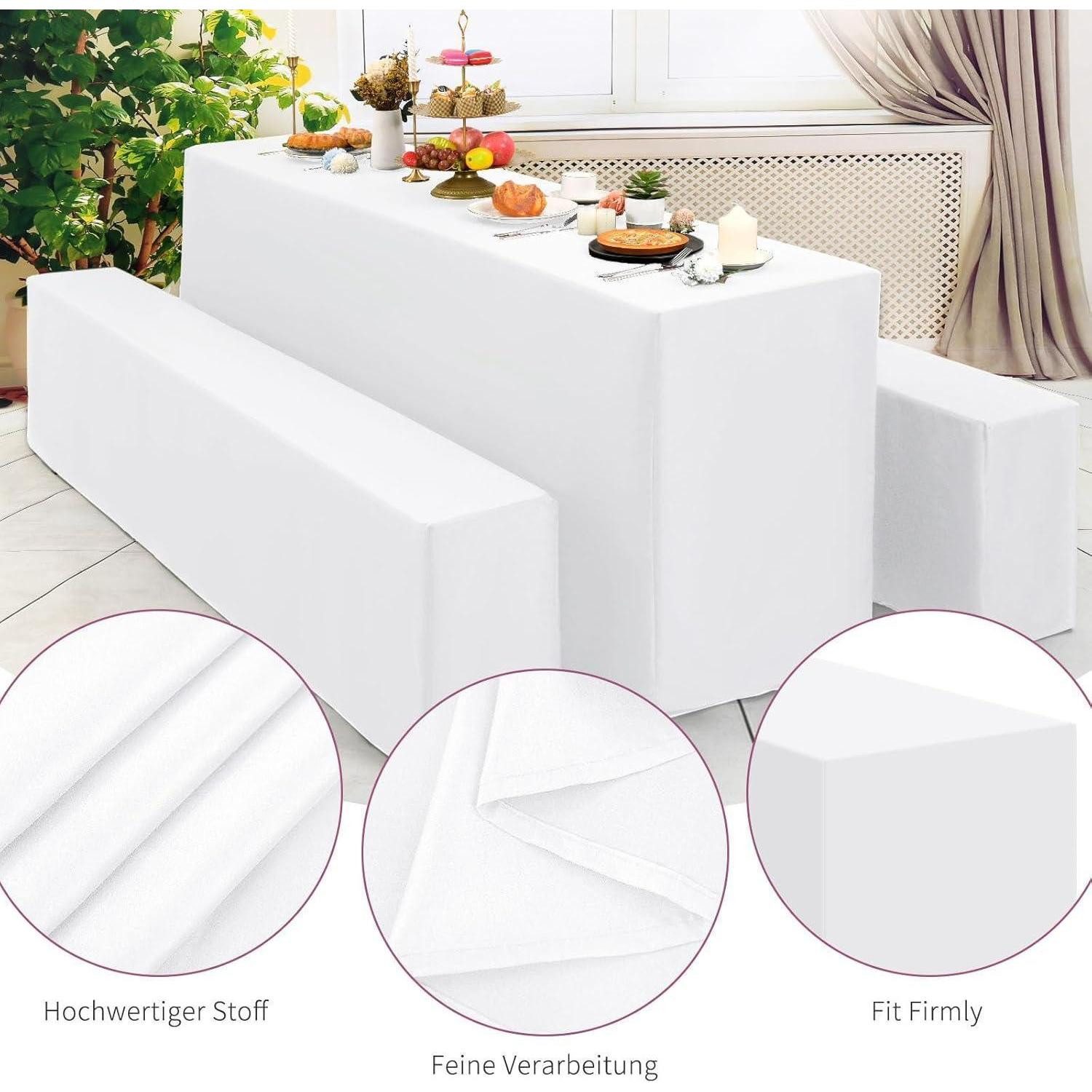 LuxusKollektion Bierzeltgarnitur Biertischhussen Bierbankhusse Tischdecken Weiß 70cm-Set of 1