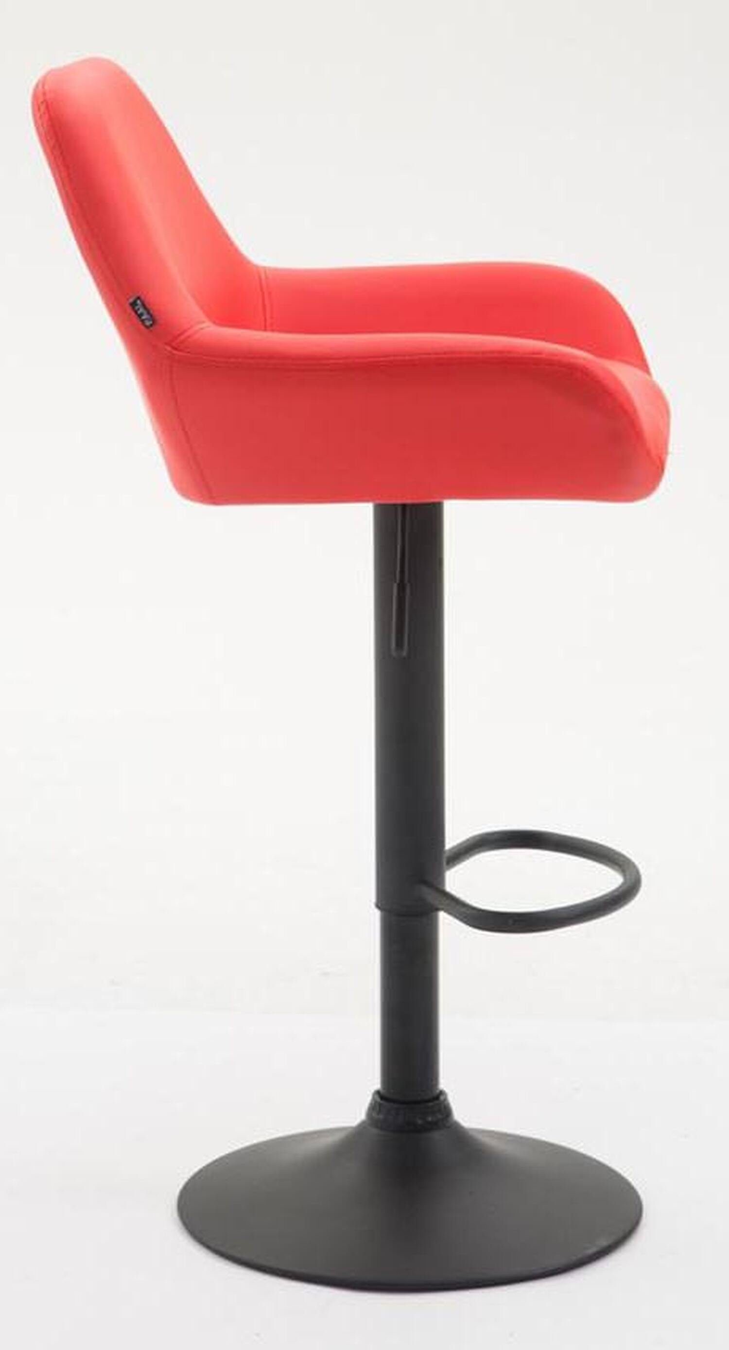 360° TPFLiving 2 Gestell Rot matt bequemer - (Set, Kunstleder - Theke Sitzfläche: Küche Bragnum Barstuhl und Fußstütze drehbar), Sitzfläche & mit Metall Rückenlehne St., Barhocker angenehmer Hocker schwarz für