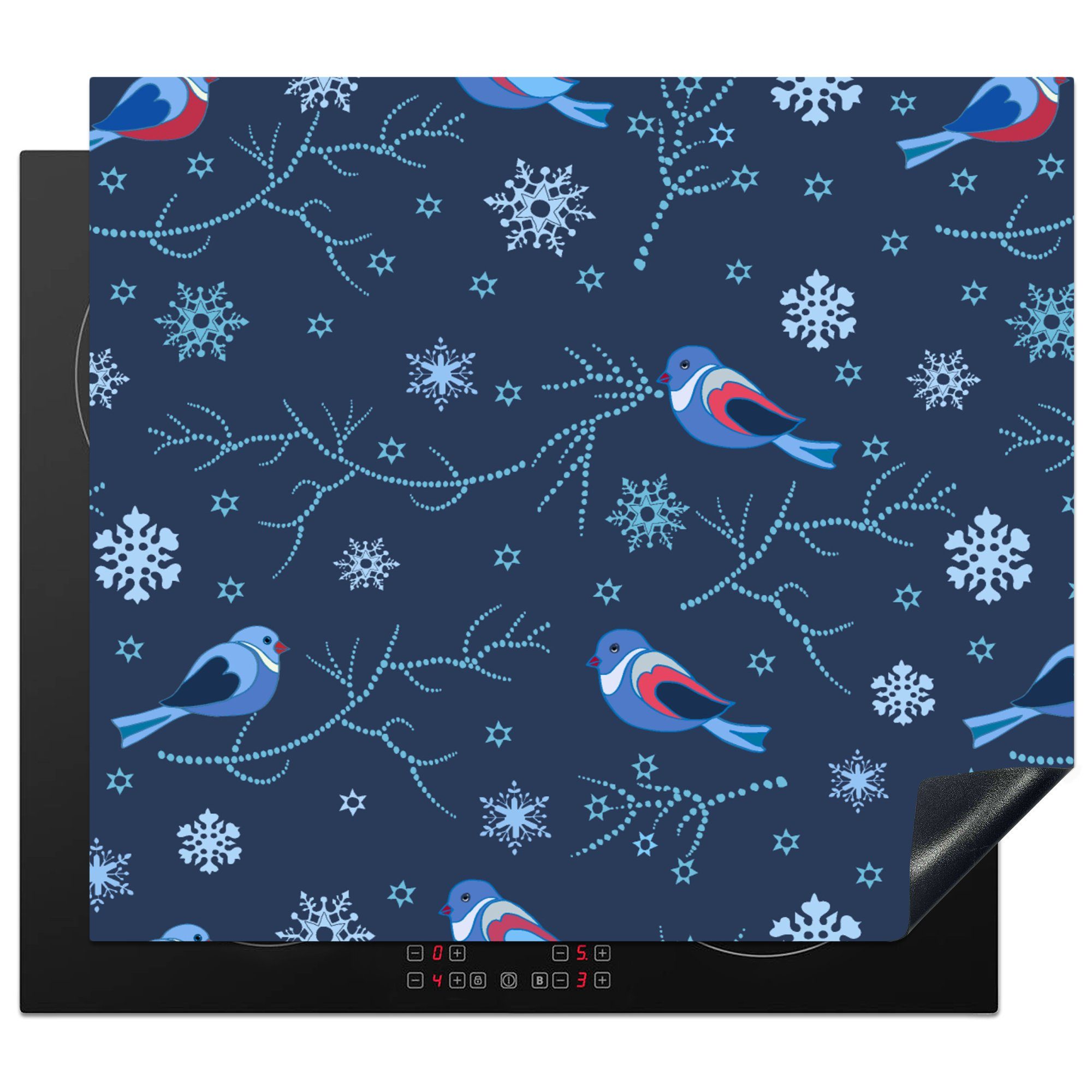 - Muster, Mobile Schneeflocke tlg), cm, Vinyl, Ceranfeldabdeckung Winter MuchoWow nutzbar, 60x52 Herdblende-/Abdeckplatte - Vogel (1 Arbeitsfläche -