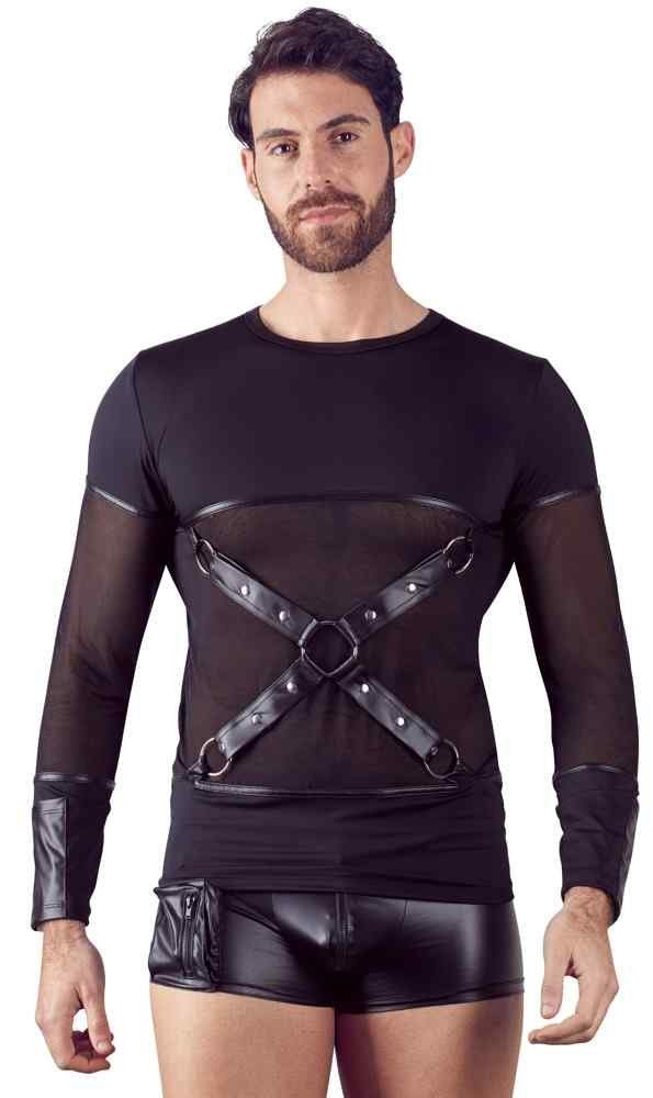 NEK Rundhalsshirt NEK Schwarz S - Brustharness XL abnehmbaren Herren Shirt mit