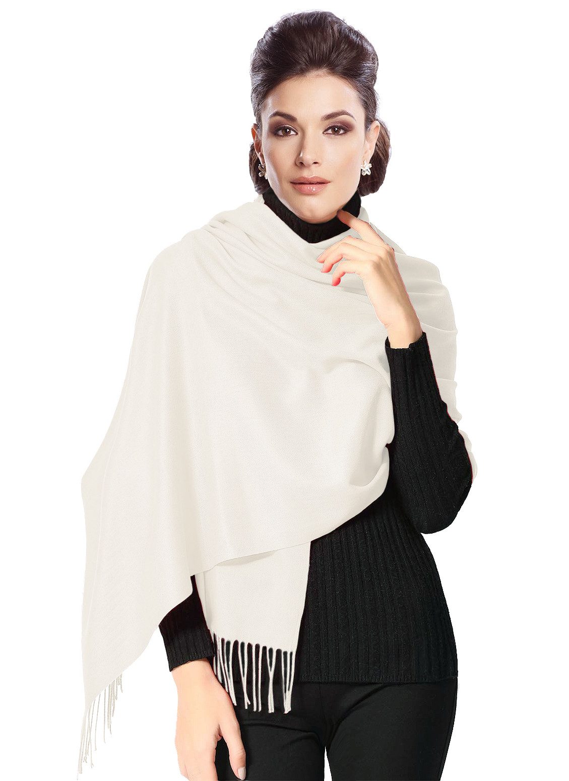 Moschen-Bayern Kaschmirschal Pashmina Stola Damen Kaschmir Schultertuch Abendkleid festlich Schal, mit Fransen