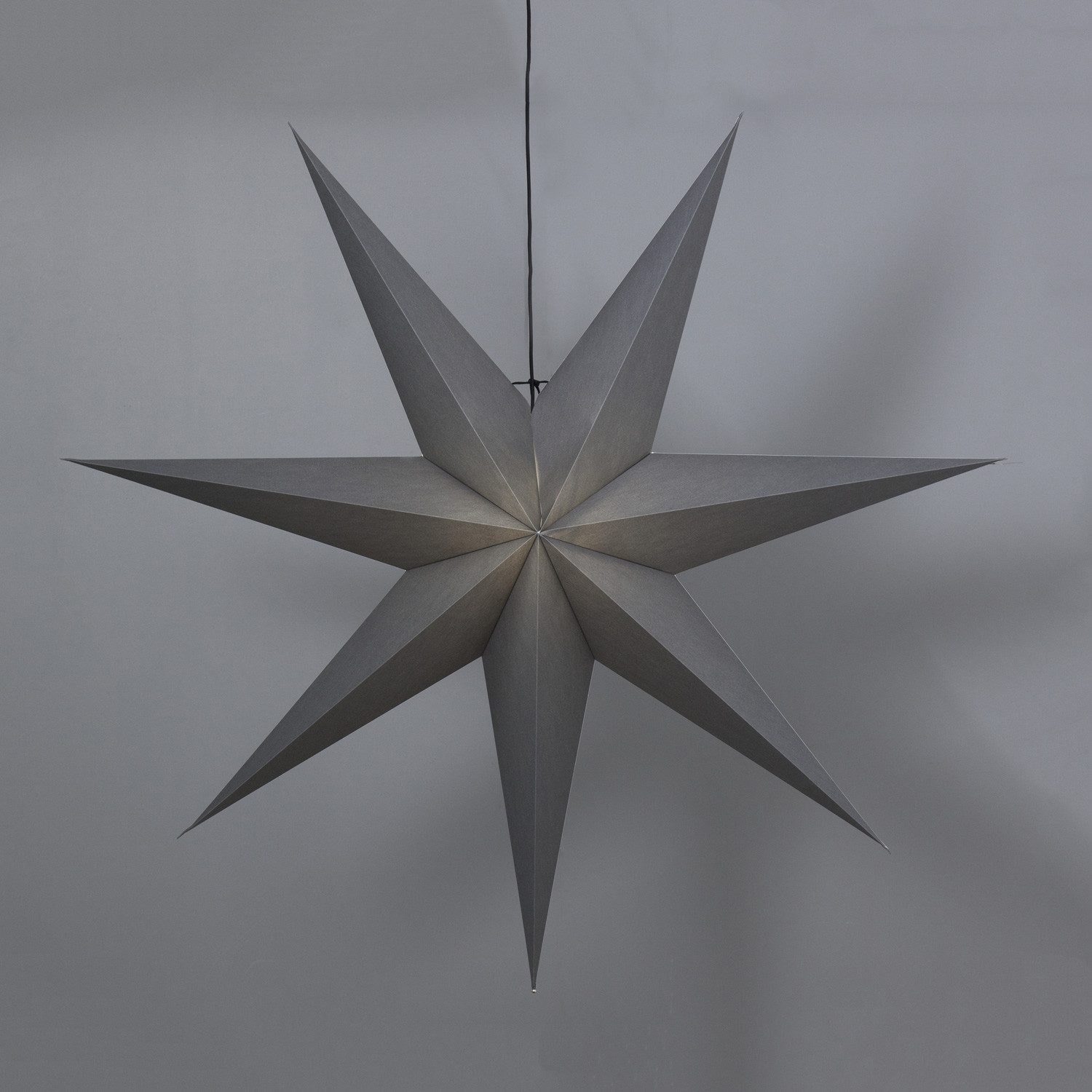 STAR TRADING LED Stern Papierstern Leuchtstern Faltstern 7zackig hängend 140cm mit Kabel grau