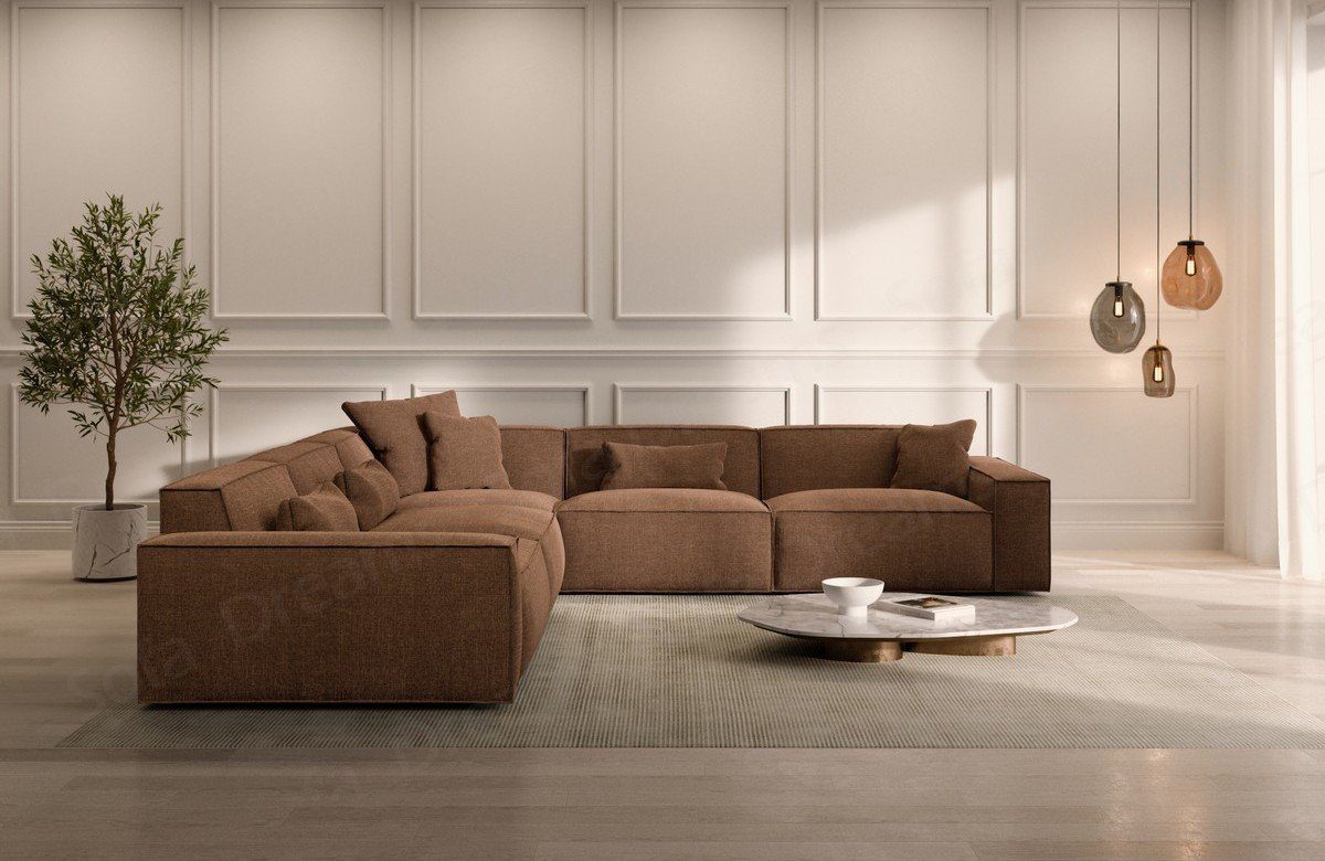 Sofa Dreams Ecksofa Stoffsofa Polsterecksofa Formenta L Form Struktursofa Stoff Sofa, Loungesofa dunkelbraun18