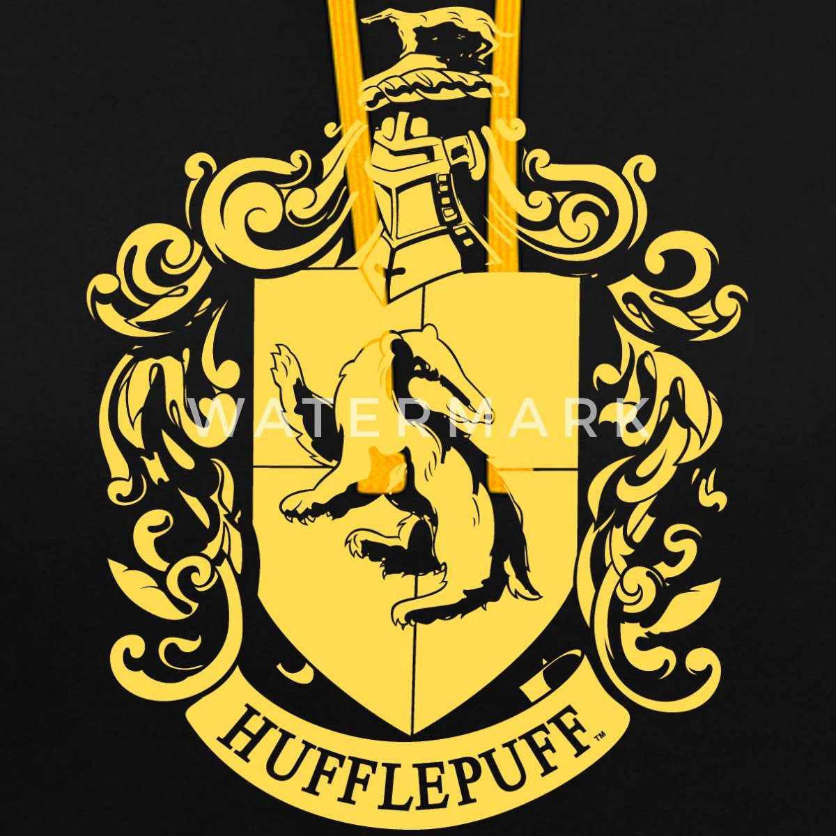 Spreadshirt Hoodie Harry Potter Hufflepuff Wappen Unisex Kontrast Hoodie (1-tlg)