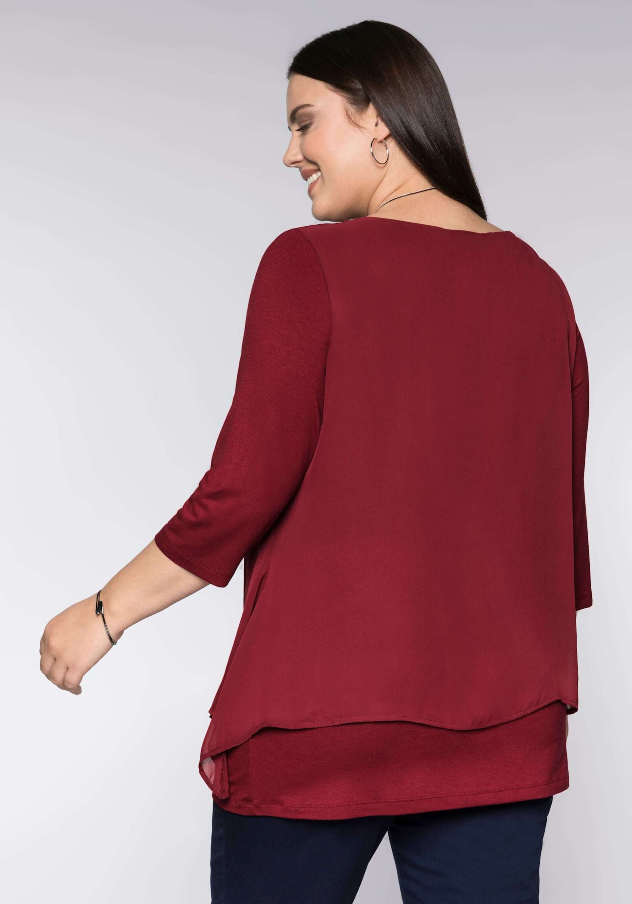 Sheego T-Shirt Blusenshirt 3/4-Arm in leichter A-Linie mit Zipfelsaum – Bild 2 von 5