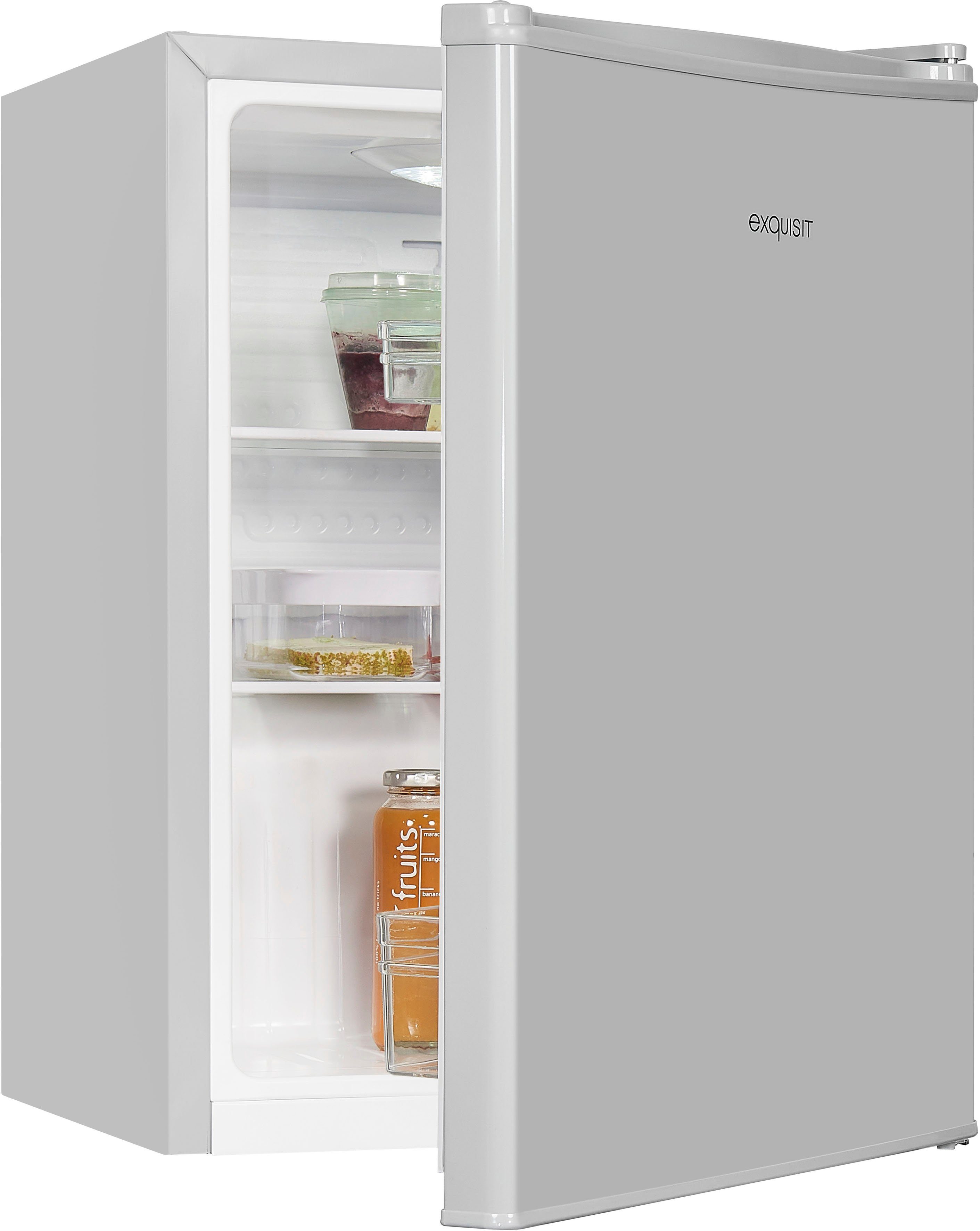 exquisit Kühlschrank KB60-V-090E grau, 62 cm hoch, 45 cm breit, 52 L Volumen