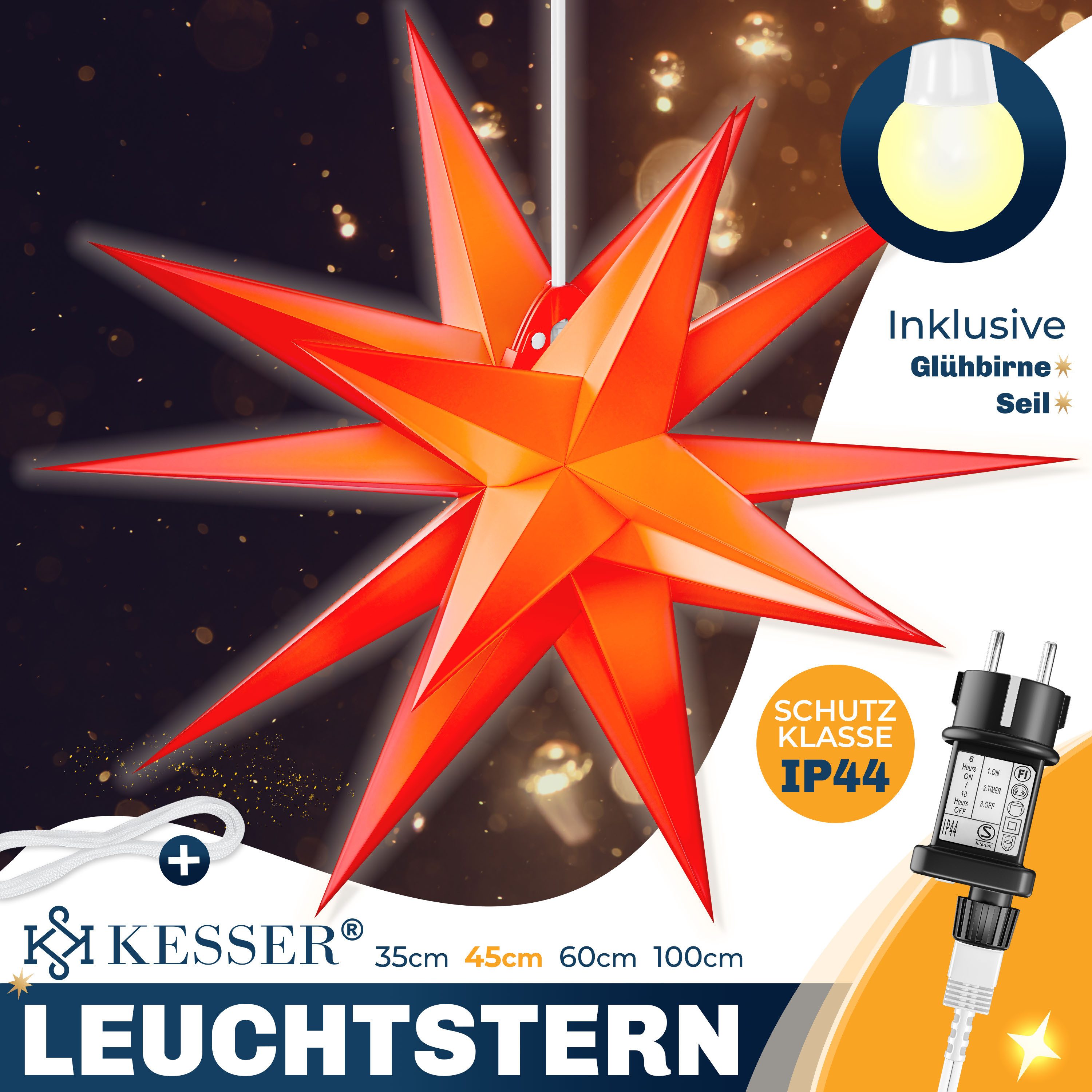 KESSER Weihnachtsfigur, Leuchtstern 3D, LED Weihnachtsstern mit Timer Innen günstig online kaufen