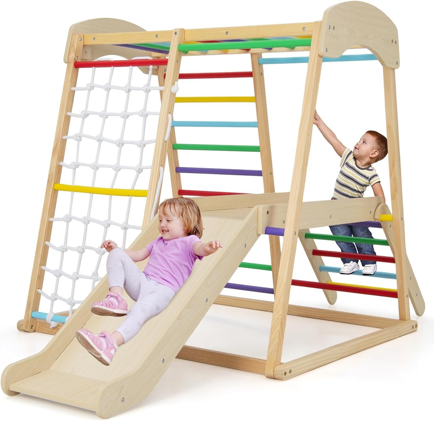 KOMFOTTEU Klettergerüst Kletterspielzeug, Indoor aus Holz günstig online kaufen
