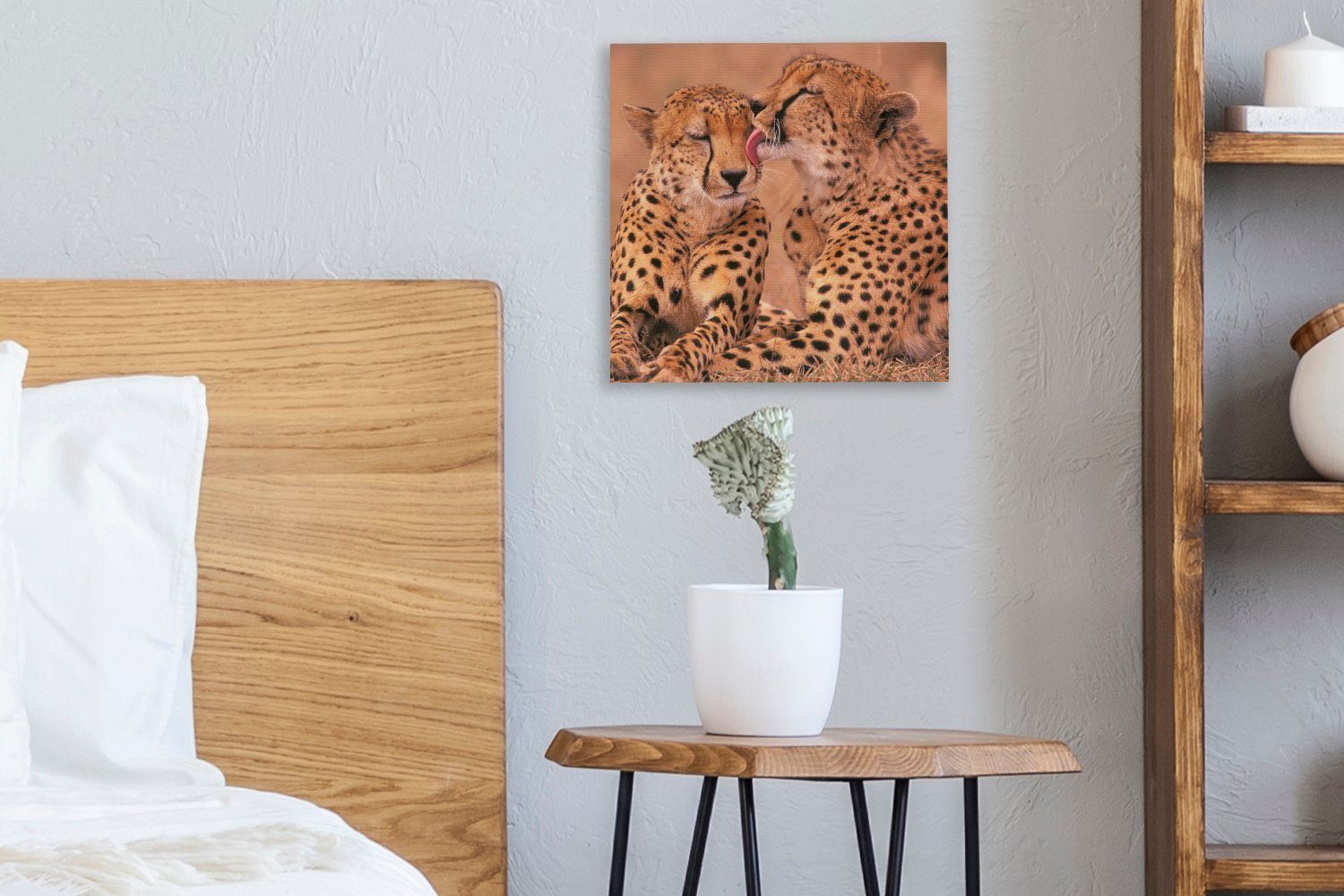 OneMillionCanvasses® Leinwandbild Baby-Geparden, (1 St), Leinwand Wohnzimmer für Bilder Schlafzimmer