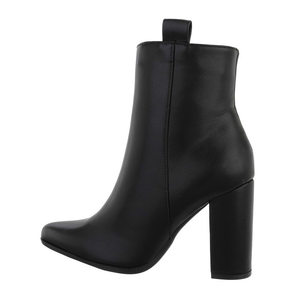 Ital-Design Damen Elegant High-Heel-Stiefelette (70869863) Blockabsatz High-Heel Stiefeletten in Schwarz