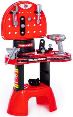 Polesie Kinder-Werkzeug-Set MAMMOET Werkstatt Werkbank Werkzeugbank mit Handwerker Werkzeug +3J, (Set, 18-tlg)