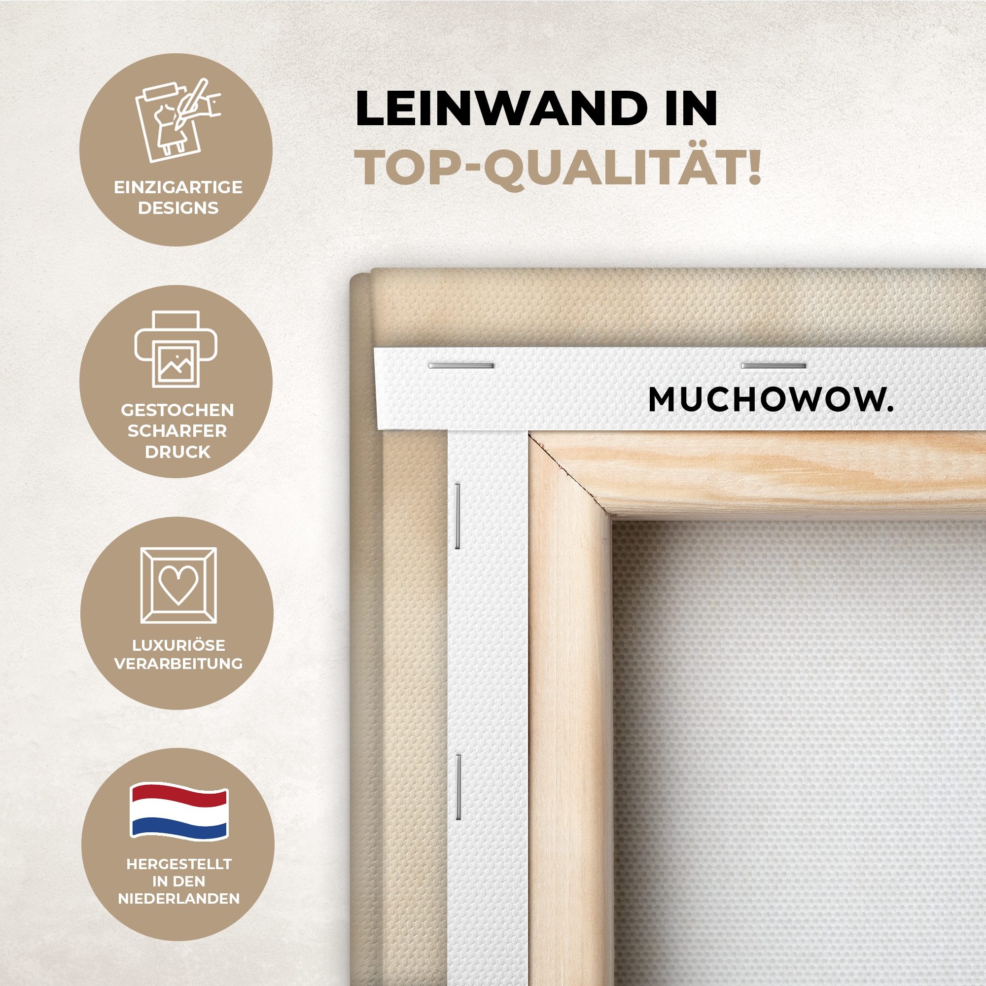 MuchoWow Leinwandbild Landschaft - Japandi - Beige - Vögel, Fotodruck (3 St), Wand Bilder 3 Set, Deko Schlafzimmer Wohnzimmer Flur 60x40 cm – Bild 3 von 5