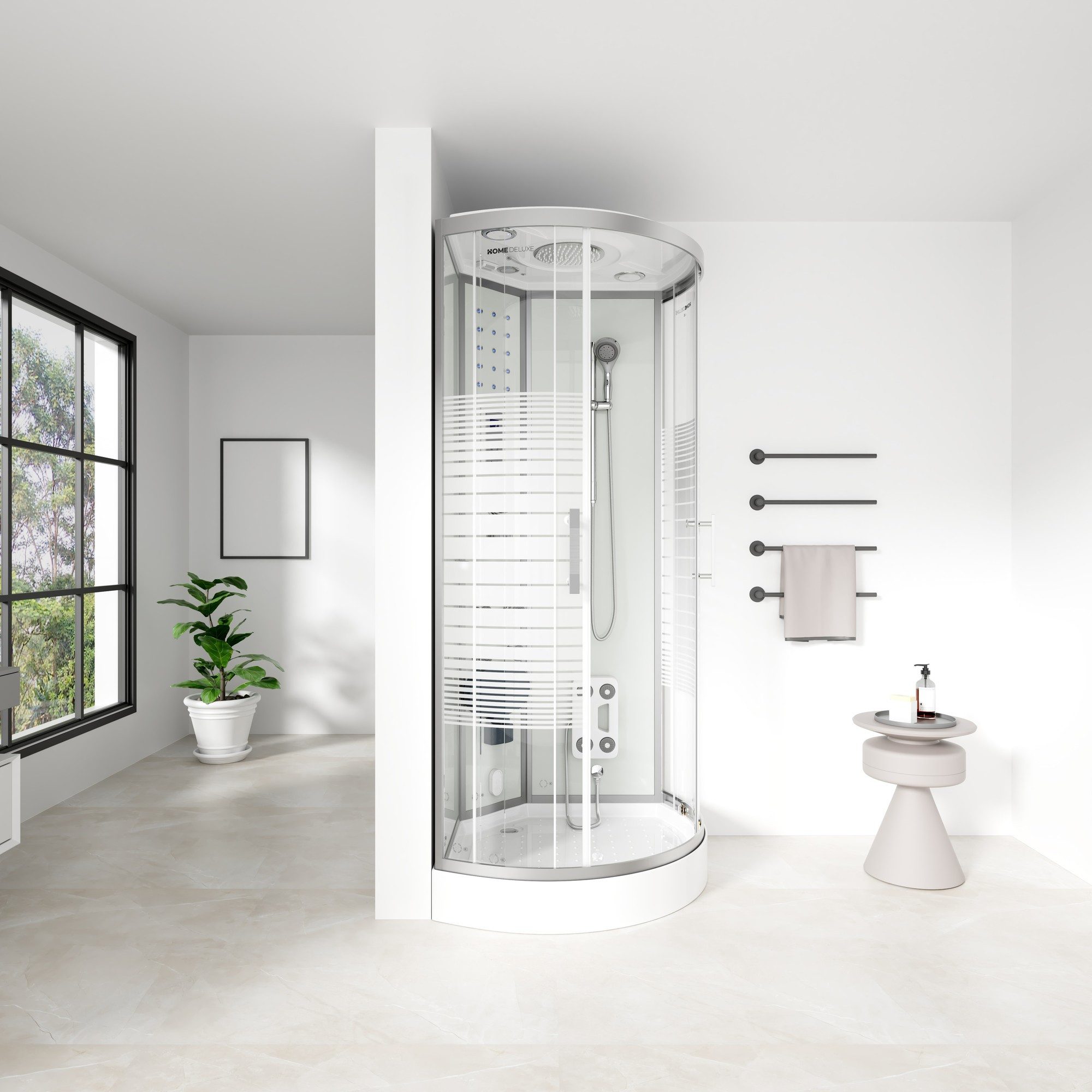 HOME DELUXE Dampfdusche WHITE PEARL - 90 x 90 cm, BxT: 90x90 cm, ESG Vollverglasung, Regendusche, Duschtempel, Fertigdusche, Dusche, Duschkabine Komplett