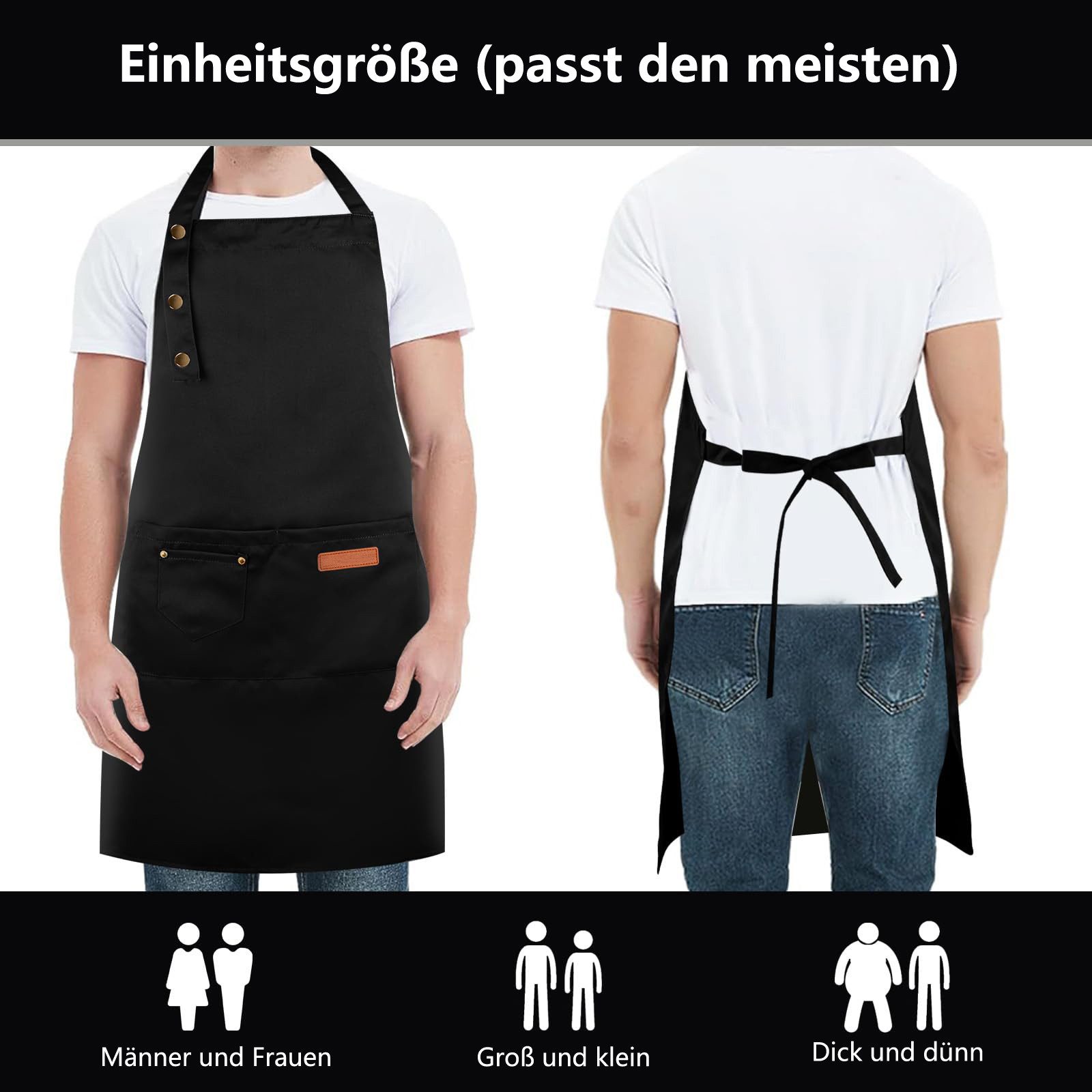 Agger Kochschürze für Damen und Herren mit verstellbaren Trägern und großen Taschen, (1-tlg), wasserdichte Kochschürze, ideal auch als Grillschürze