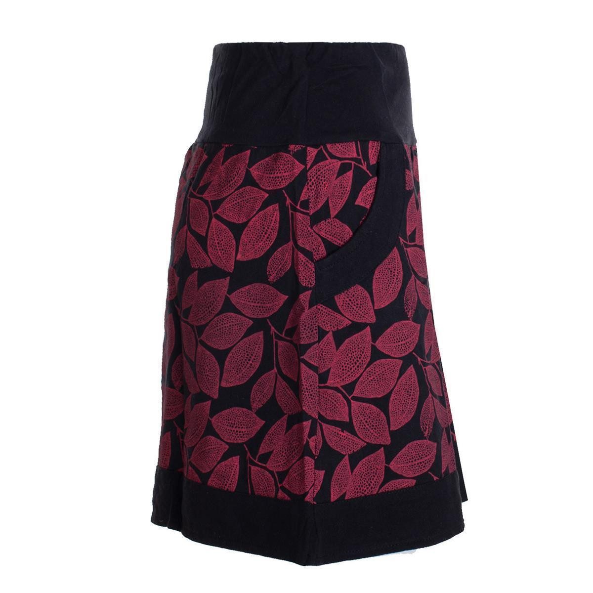 Vishes Minirock Kurzer Rock Damen Elfen Mini-Rock Blätter-Röcke florales Muster Hippie Style