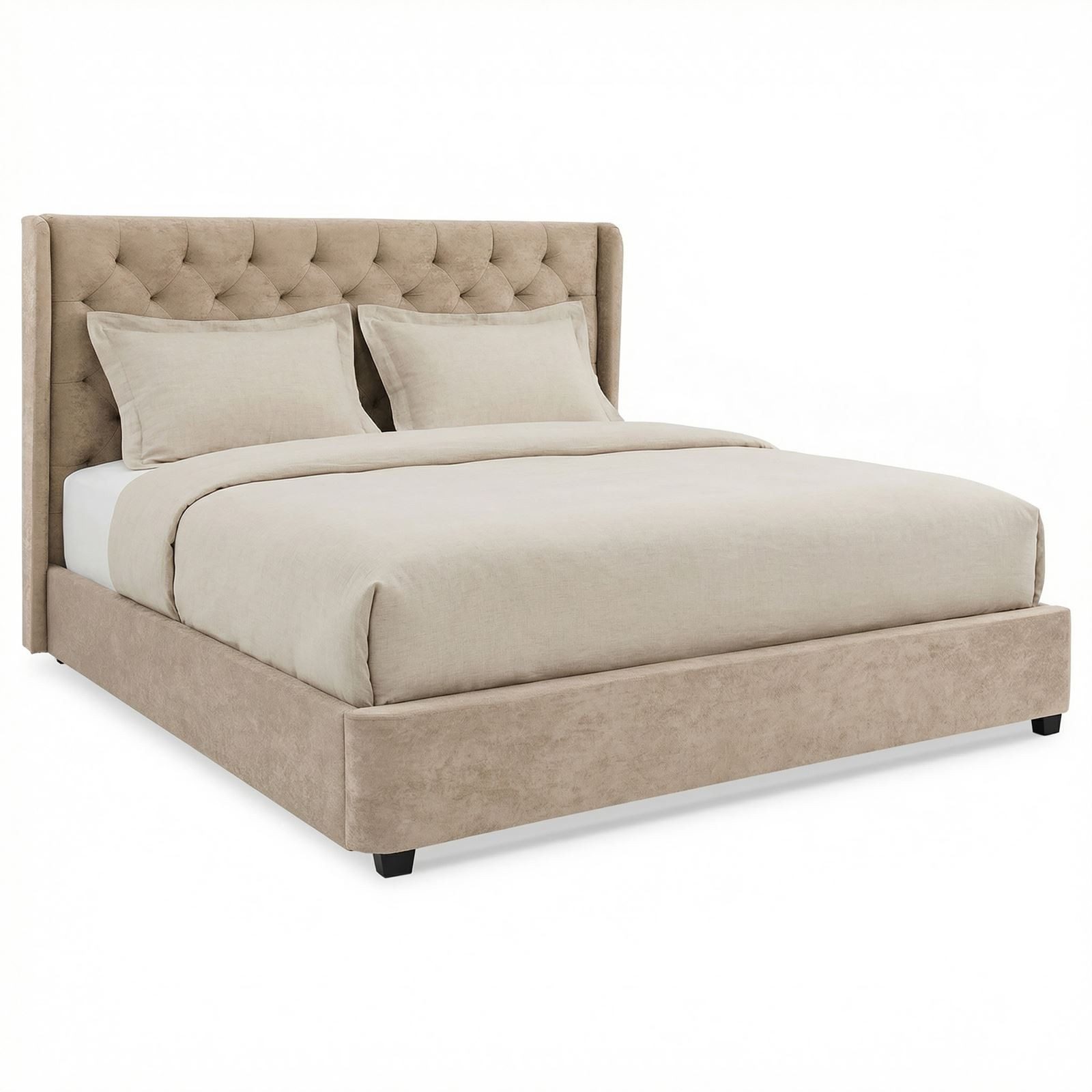 IDIMEX Polsterbett SAMPERI, Bett 180x200 cm mit Lattenrost und Chesterfield Steppung Samt Beige