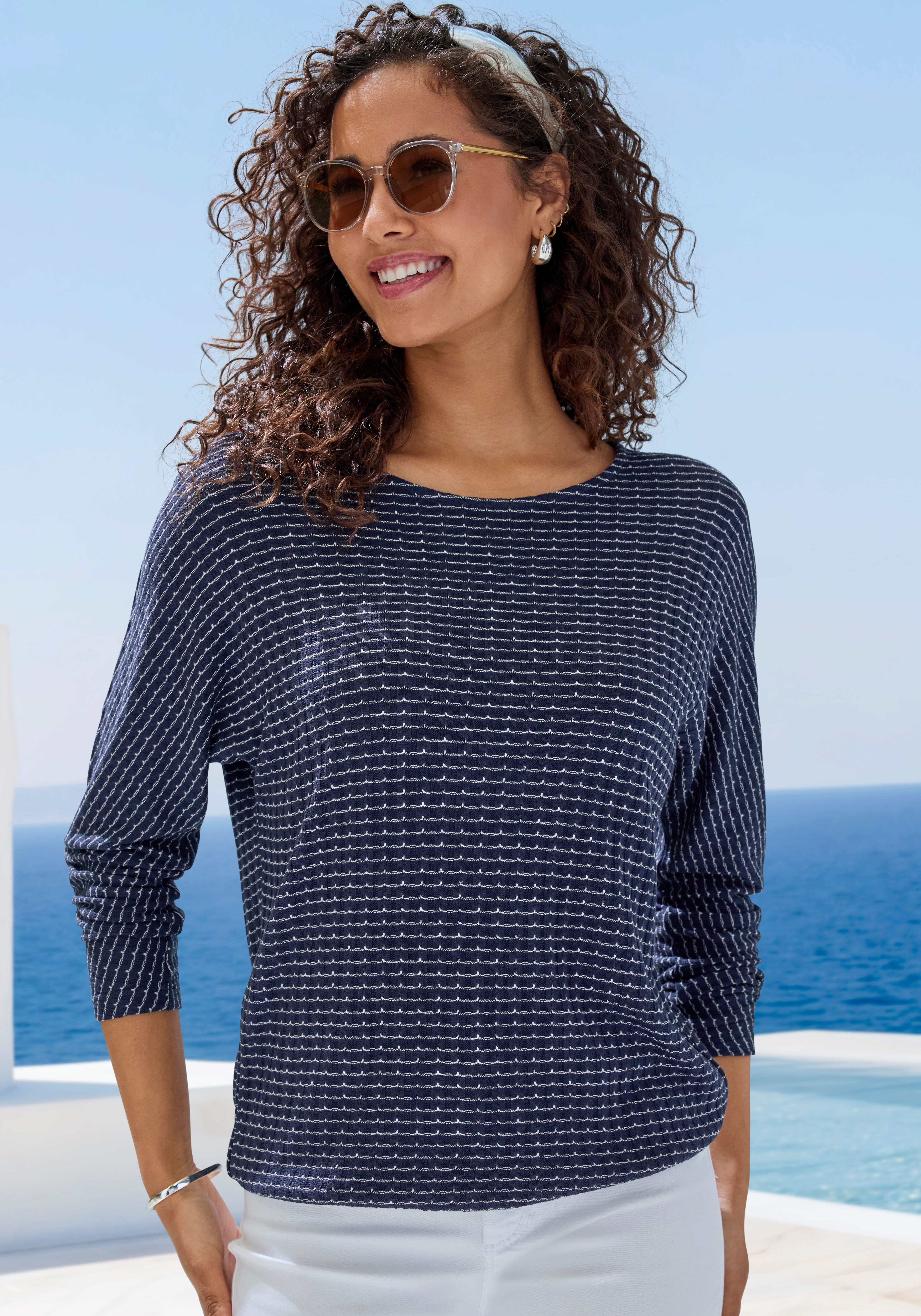 Vivance by Lascana Langarmshirt aus sommerlicher Strickqualität (Set) mit Gummizug im Bund
