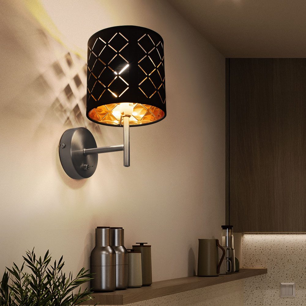 etc-shop Wandleuchte, Leuchtmittel nicht inklusive, Wand Lampe Textil schwa günstig online kaufen