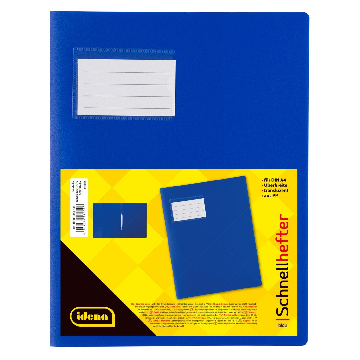 Idena Hefter Idena 307854 - Schnellhefter für DIN A4, mit Überbreite, aus Polypropy