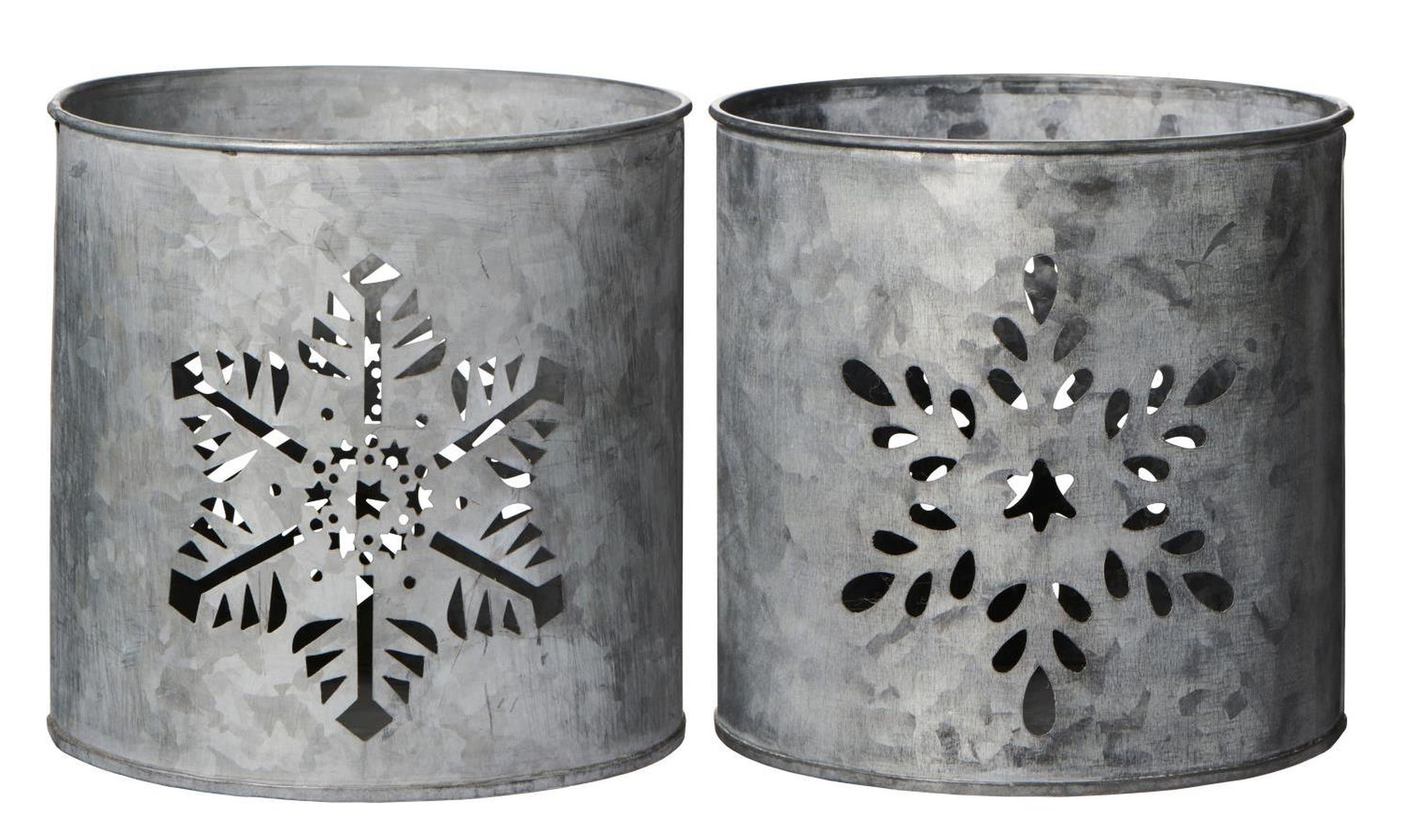 Ib Laursen Windlicht Ib Laursen - 2er Set Windlicht Hurricane Schneekristallmotiv Metall