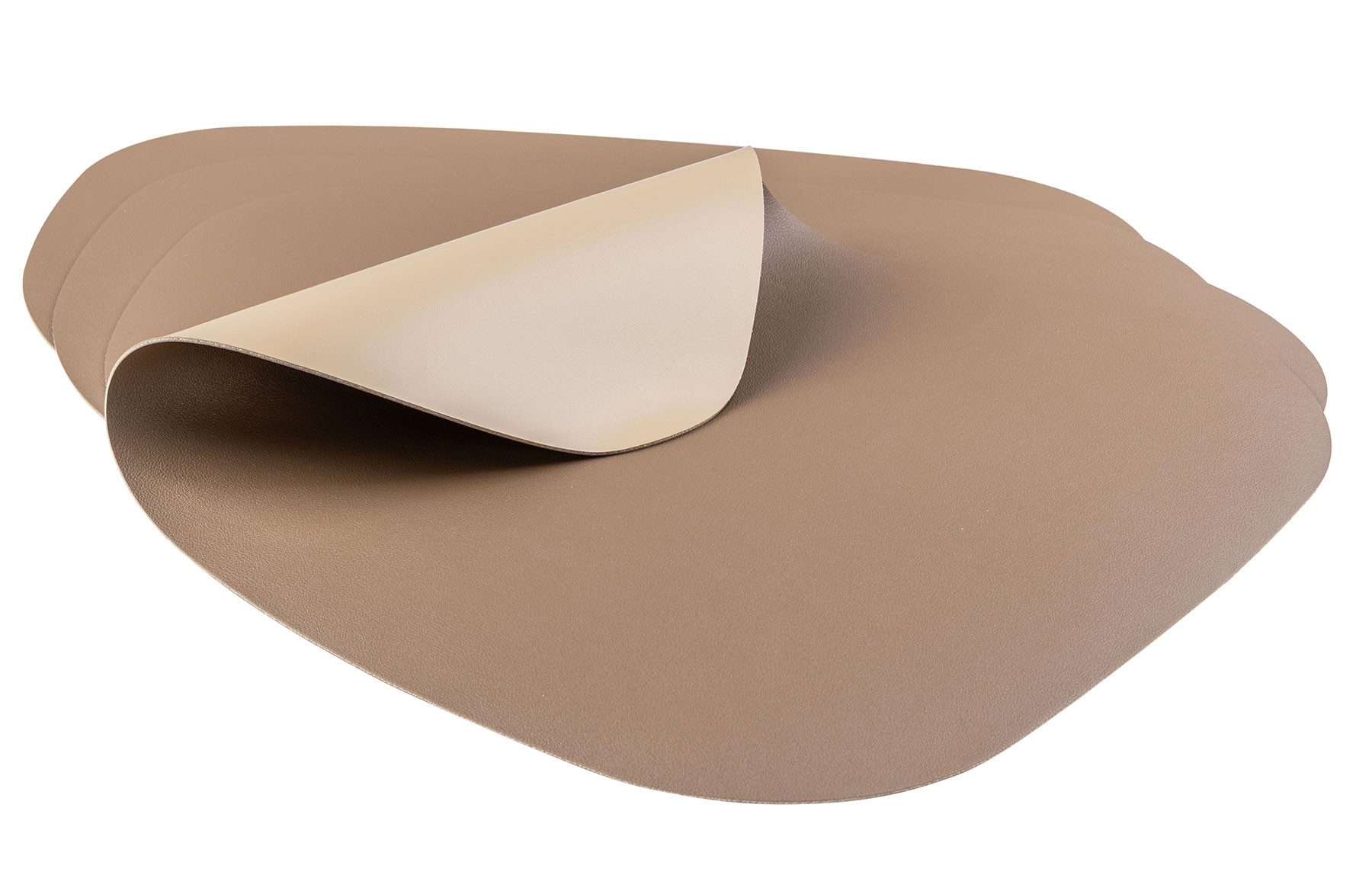 Levandeo® Platzset, (Set, 4 Platzsets), 4er Set Tischsets 42x34cm Braun Beige Abwaschbar Lederoptik Wende