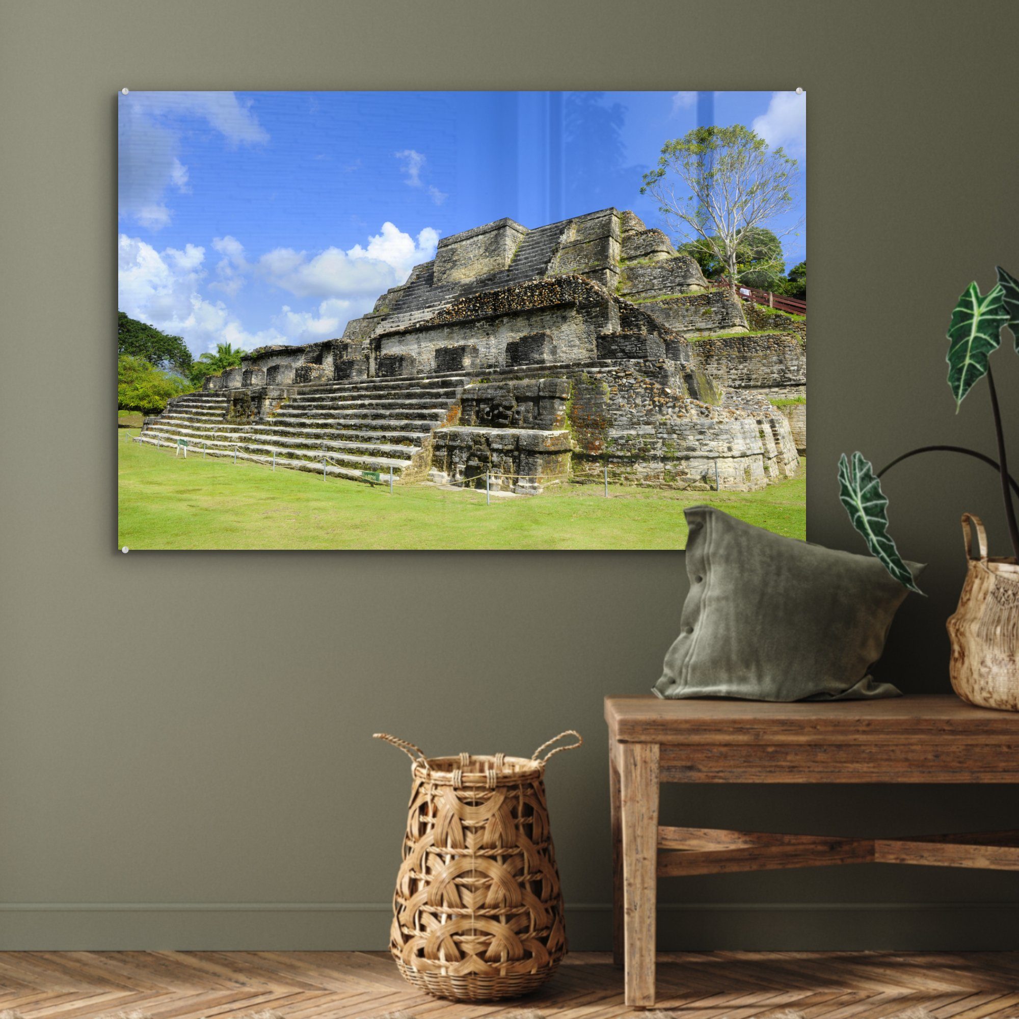 Altun (1 Maya-Tempel, Acrylglasbilder MuchoWow & Wohnzimmer St), Schlafzimmer Acrylglasbild Ha